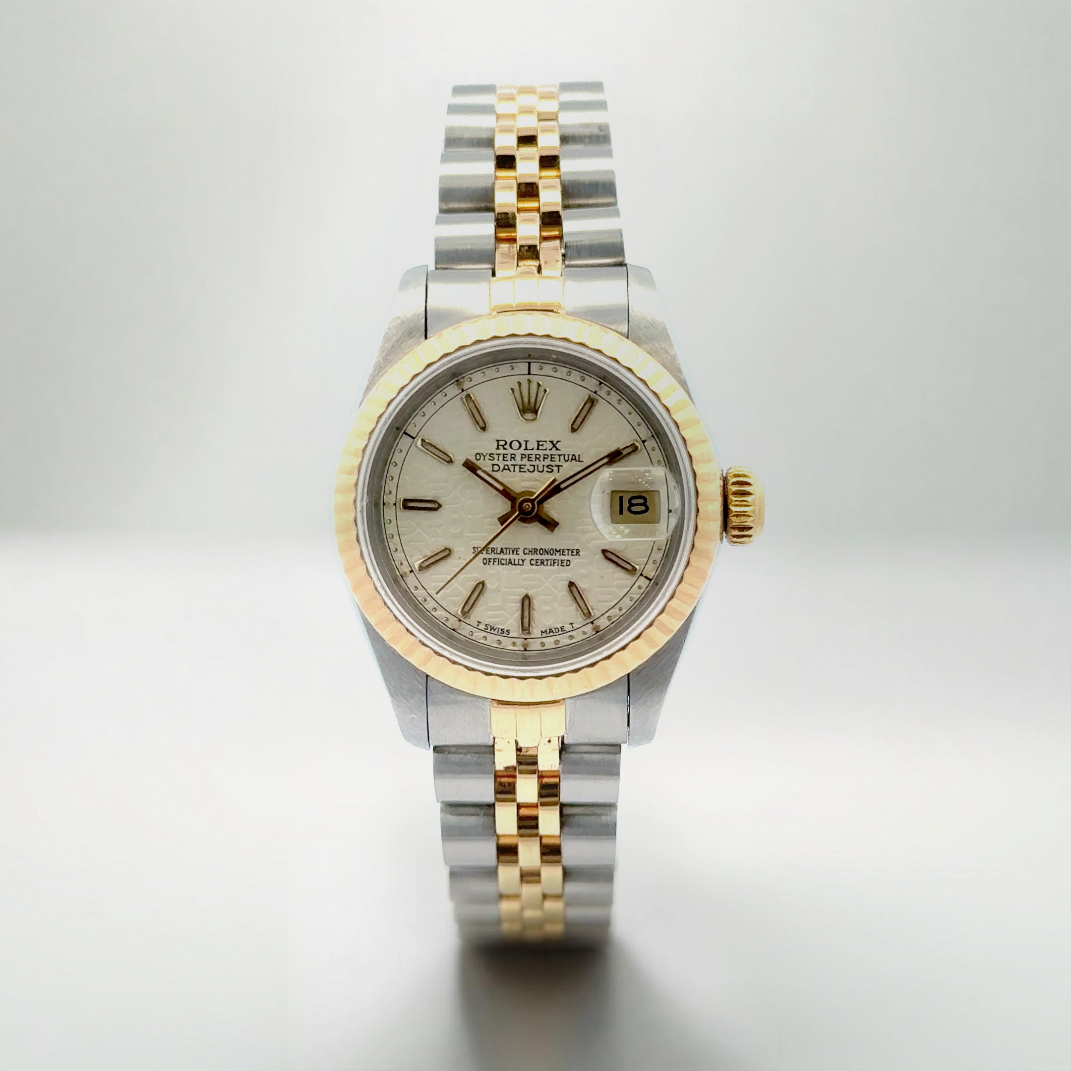1987 Rolex Datejust #69173 - Oyster Perpetual Jubilee Two-Tone White Dial With Pattern