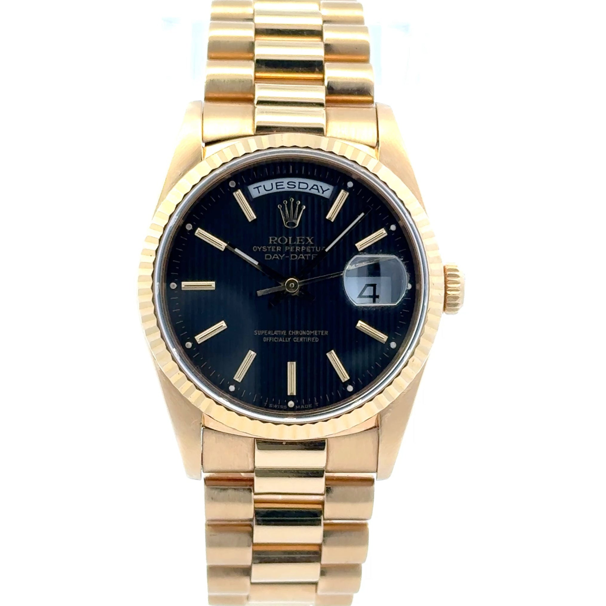 1990 Rolex Day-Date #18238 - Gold President Black Dial Double Quick