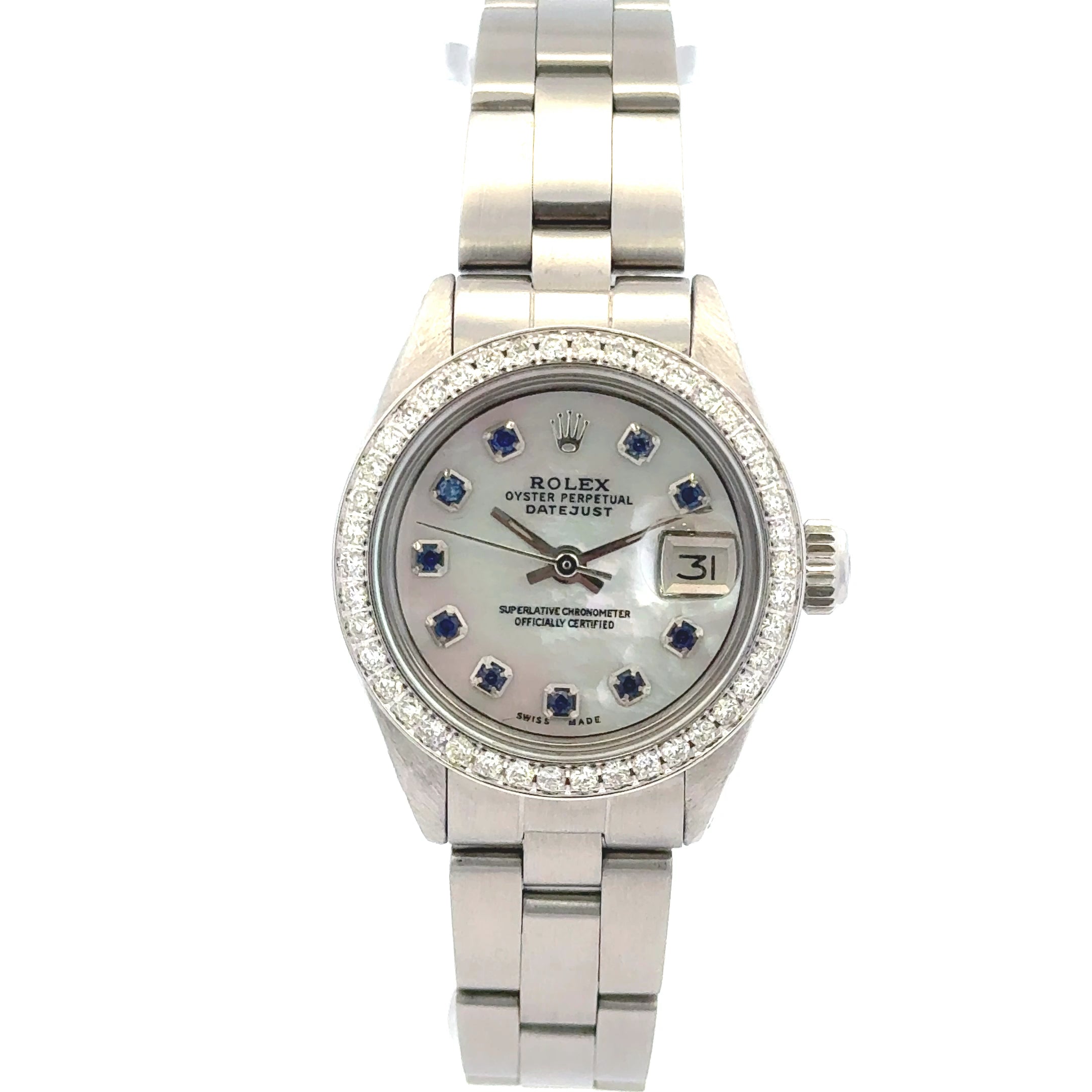 1973 Rolex Datejust #6924 - 26mm Ladies Diamond Bezel Sapphire Dial Oyster Band