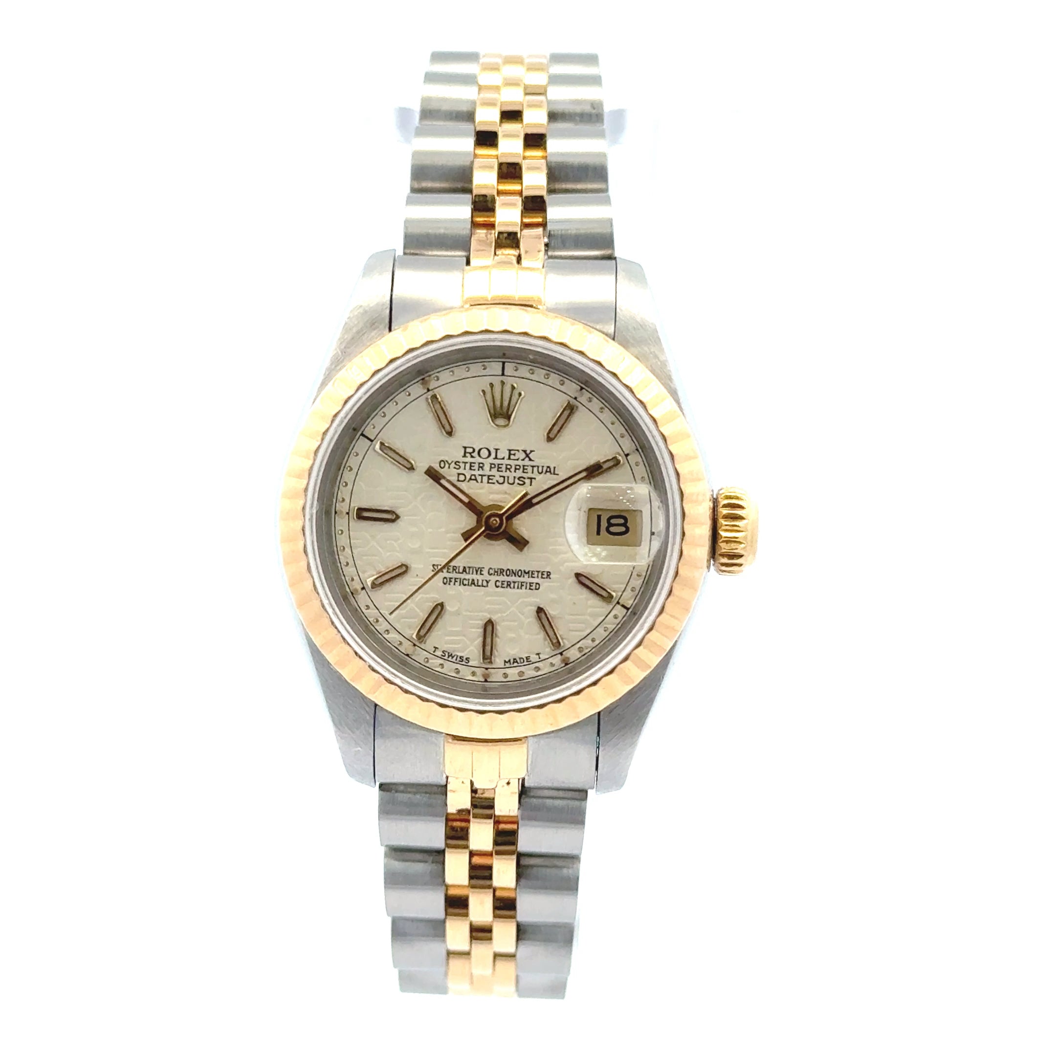 1987 Rolex Datejust #69173 - Oyster Perpetual Jubilee Two-Tone White Dial With Pattern