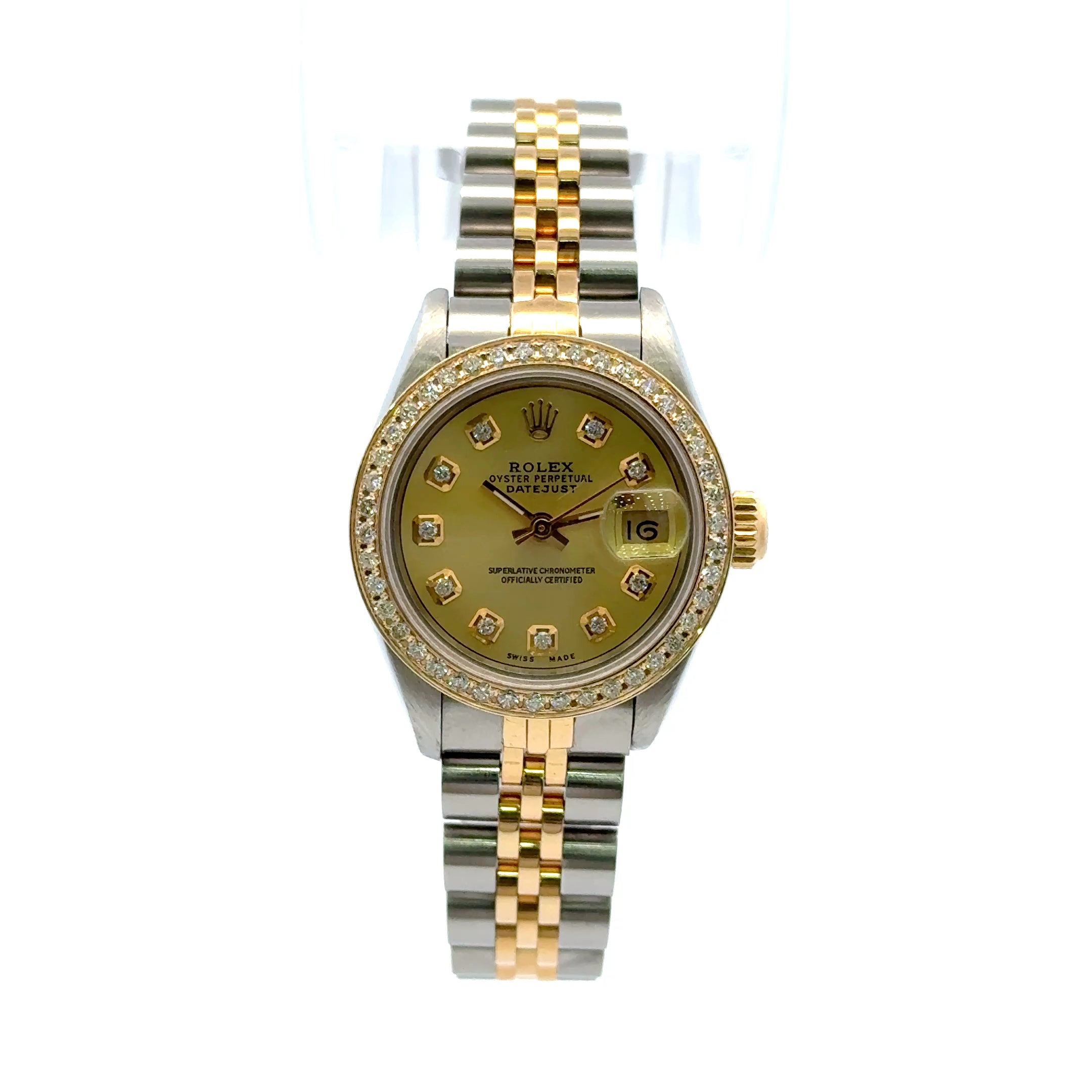 1988 Rolex Datejust #69173 - 26 mm Two Tone Jubilee Ladies Diamond Dial & Diamond Bezel