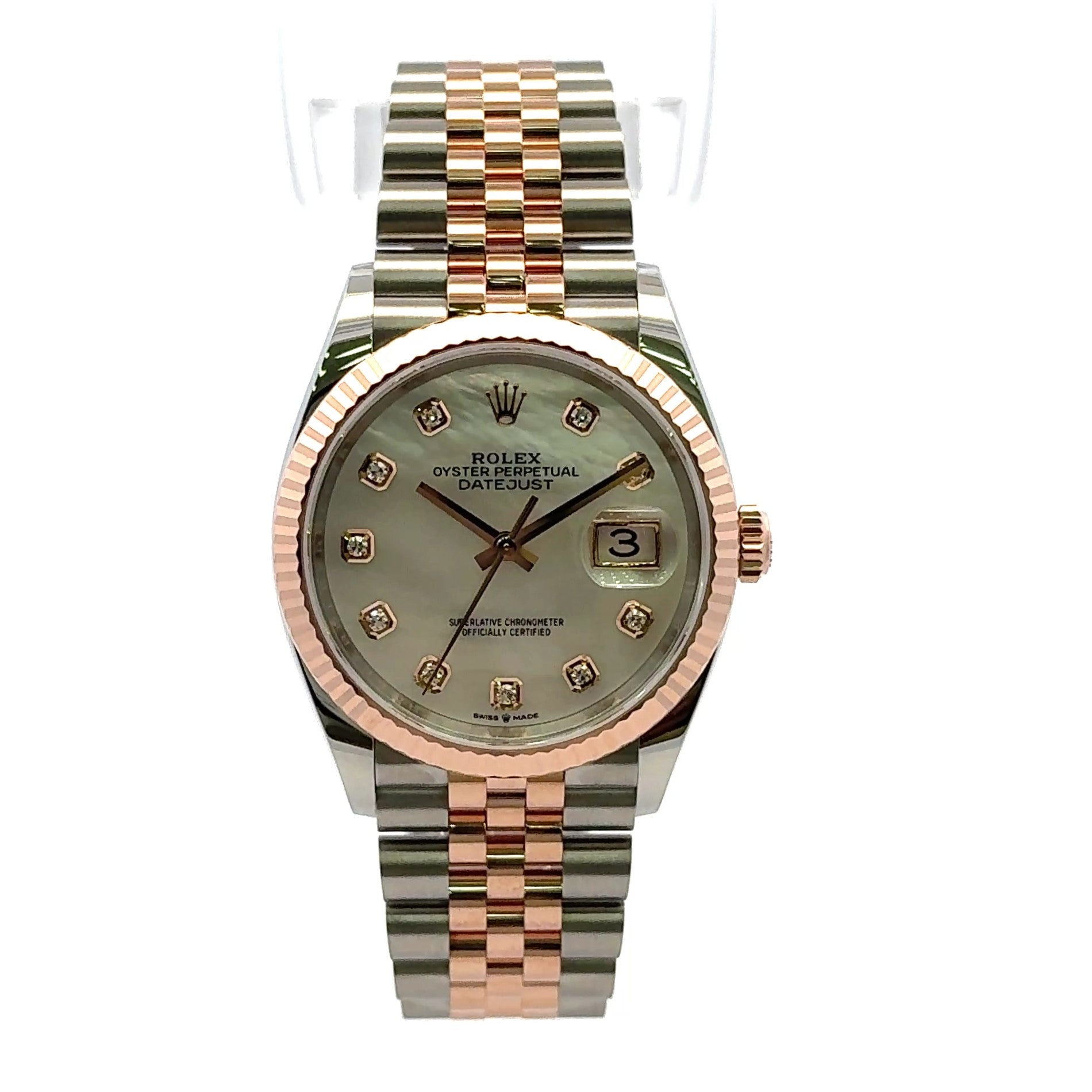 2024 Rolex Datejust #126231 - Rose Gold 36mm Fluted Bezel MOP Diamond Dial
