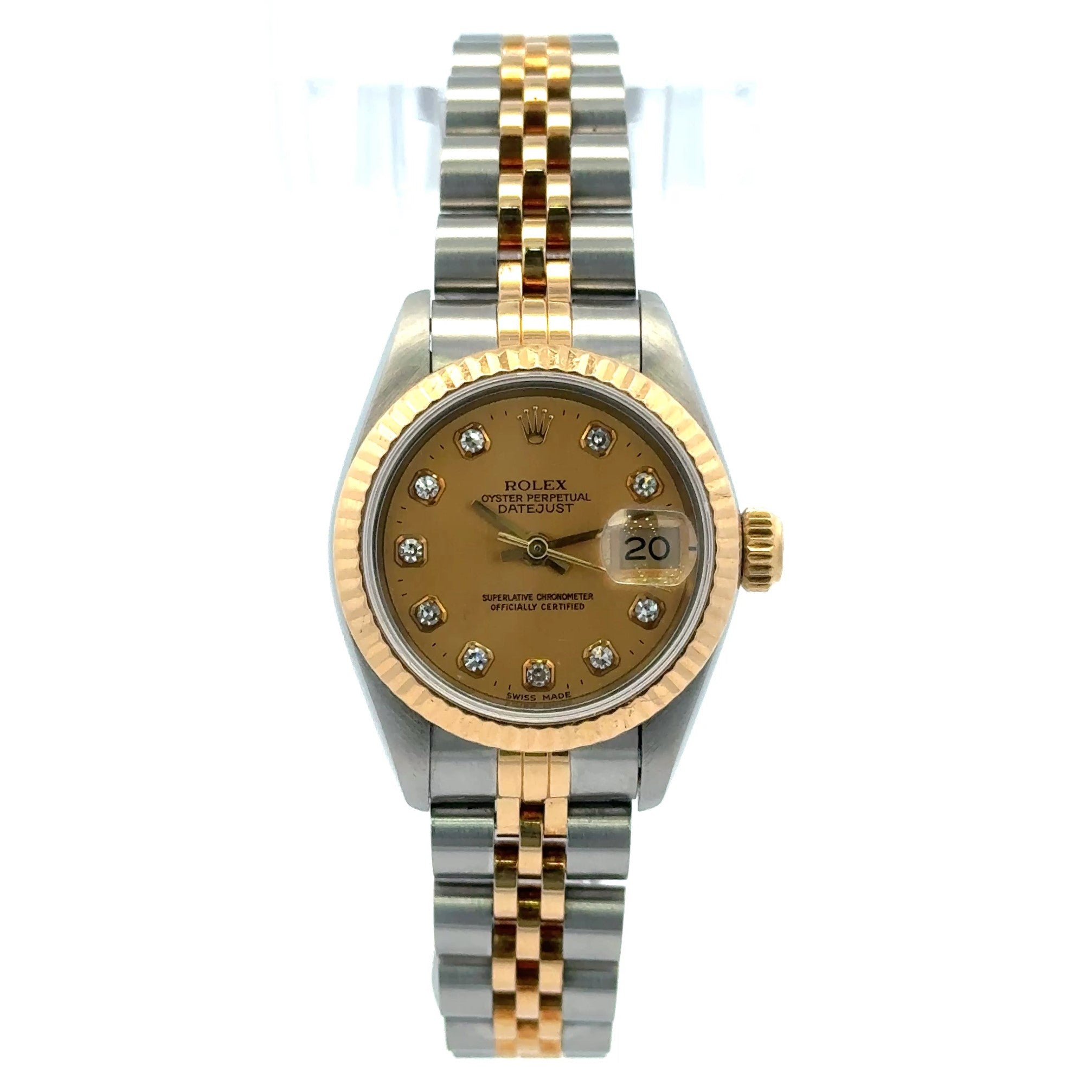 1993 Rolex Datejust #69173 - 26mm Diamond Dial Fluted Bezel 18k Yellow Gold