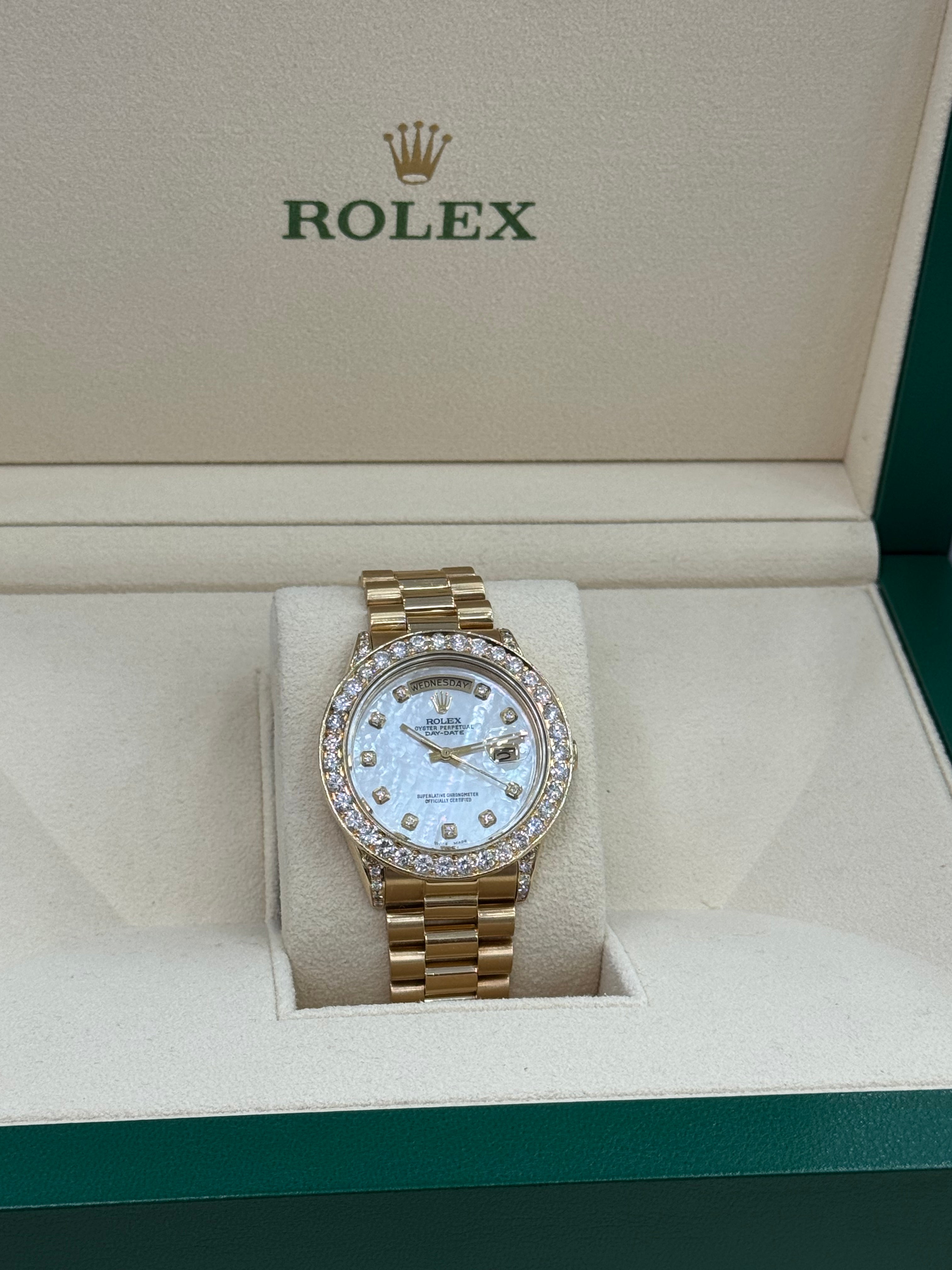1981 Rolex Day Date #18038 - 36 mm Presidential 18k Full Gold Diamond Dial Diamond Bezel