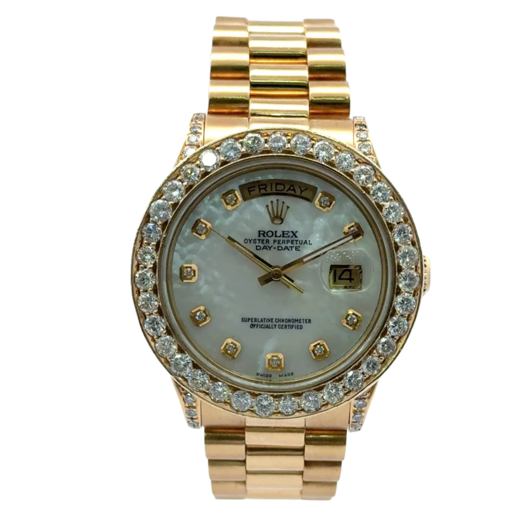 1981 Rolex Day Date #18038 - 36 mm Presidential 18k Full Gold Diamond Dial Diamond Bezel