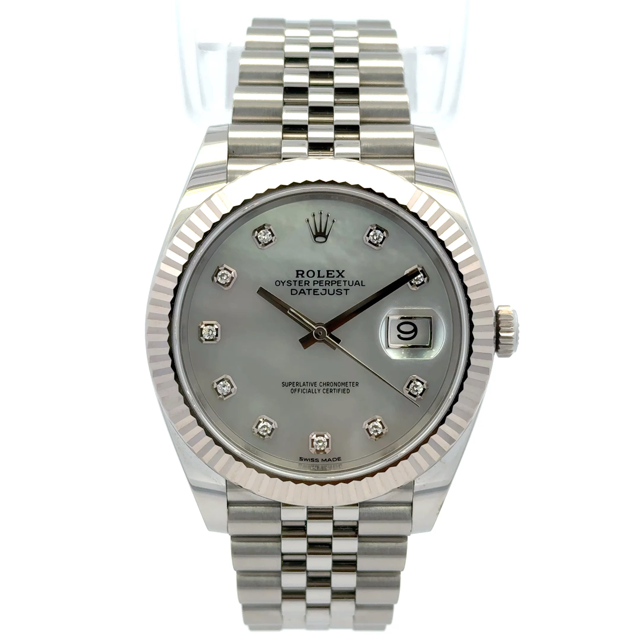 Rolex Datejust #126334 - 41mm Jubilee Bracelet MOP Diamond Dial Fluted Bezel 18K White Gold