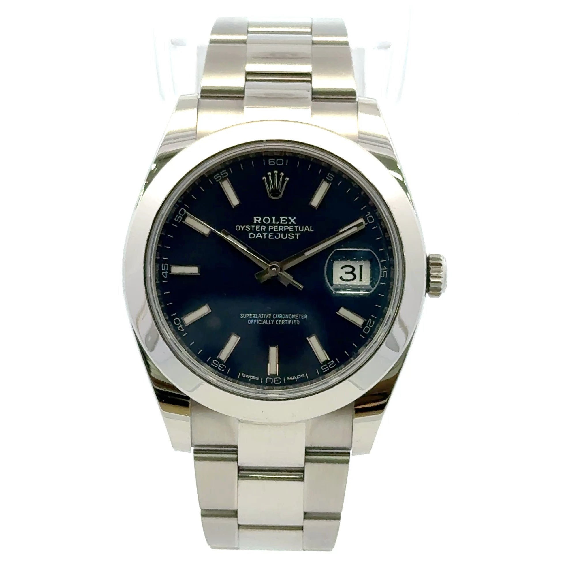 2017 Datejust #126300- Oyster Band & Smooth Bezel 41mm Blue Dial