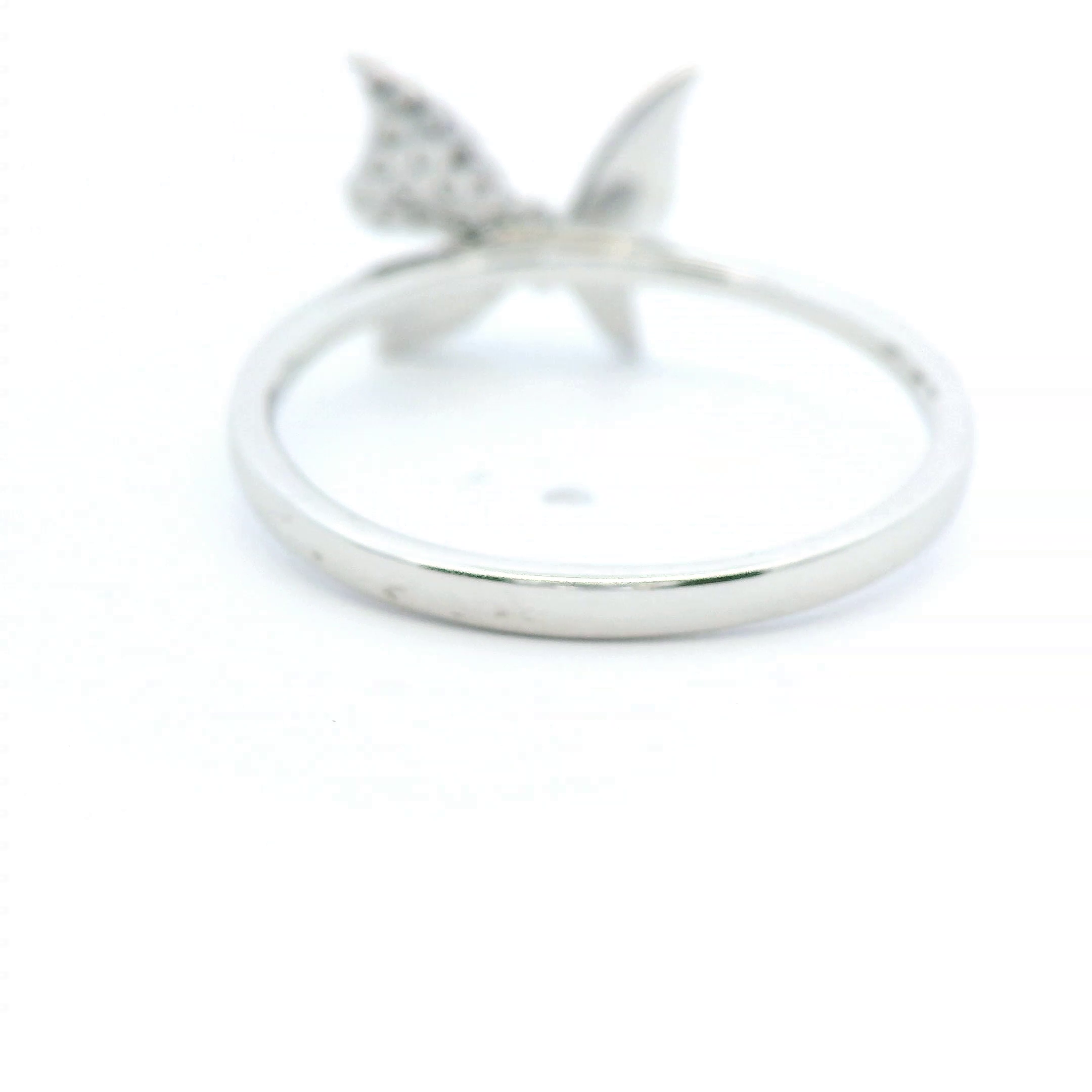 RING 14KW 0.15CTW DIAMOND DESIGNER BUTTERFLY RING - HALF DIAMONDS