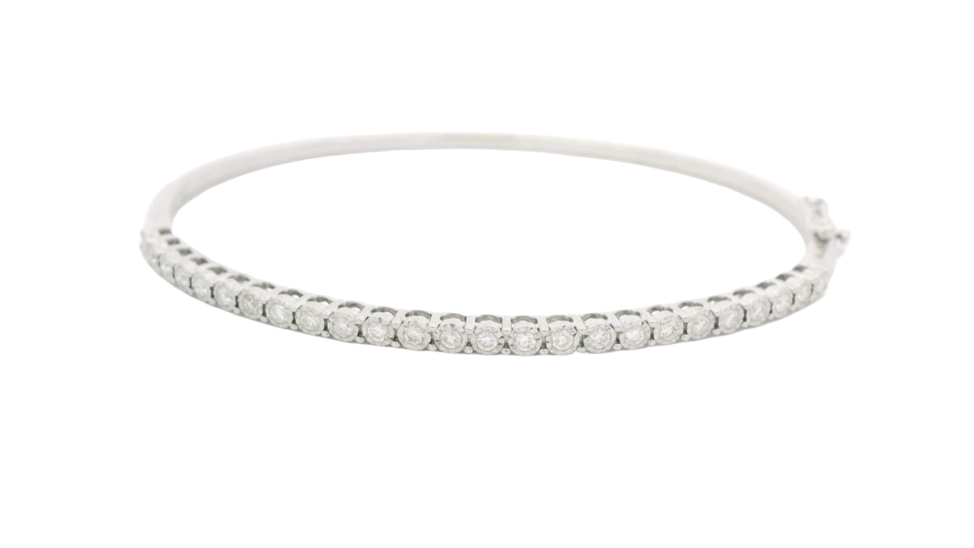 BARCLET 14KW 0.65CTW  DIAMOND OPEN CUFF BANGLE - 4 PRONG  - BEADED CUFF