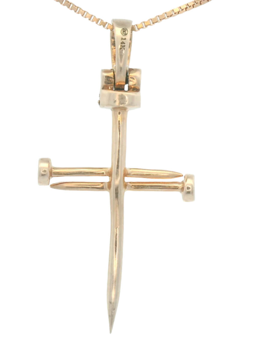 HG 14KR 0.05CTW DIAMOND NAILS CROSS  PENDANT