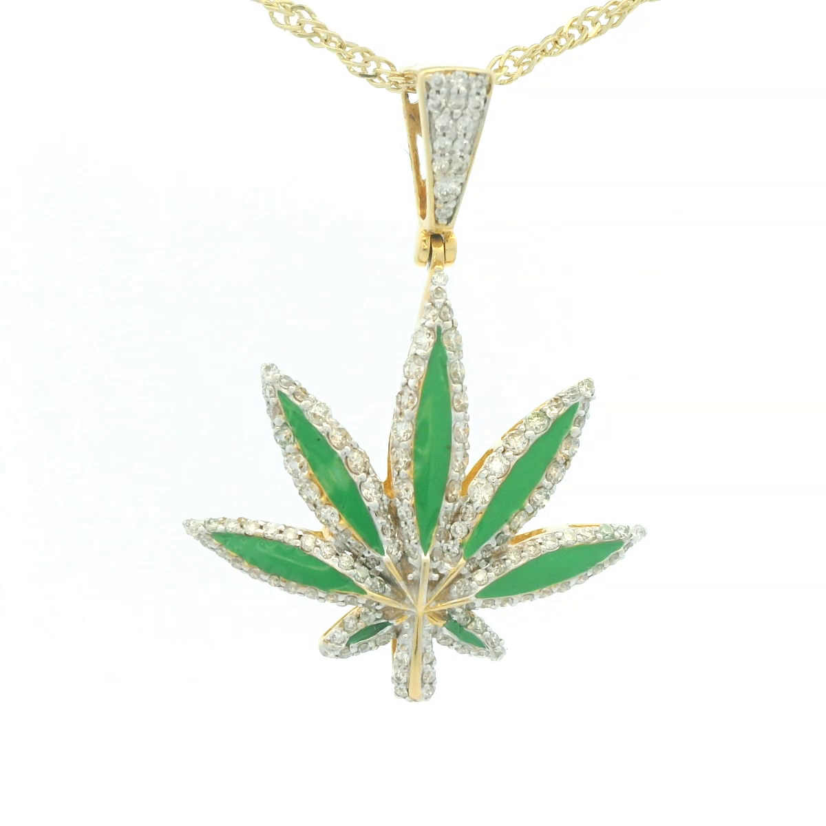 HG 10KY 0.55CTW DIAMOND HERBAL  MEDICINE PENDANT