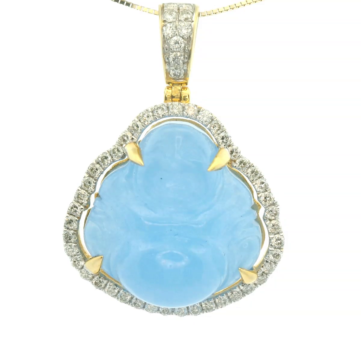 HG 10KY 0.65CTW DIAMOND JADE BUDDHA  PENDANT - 25.0CT ASSORTED JADE