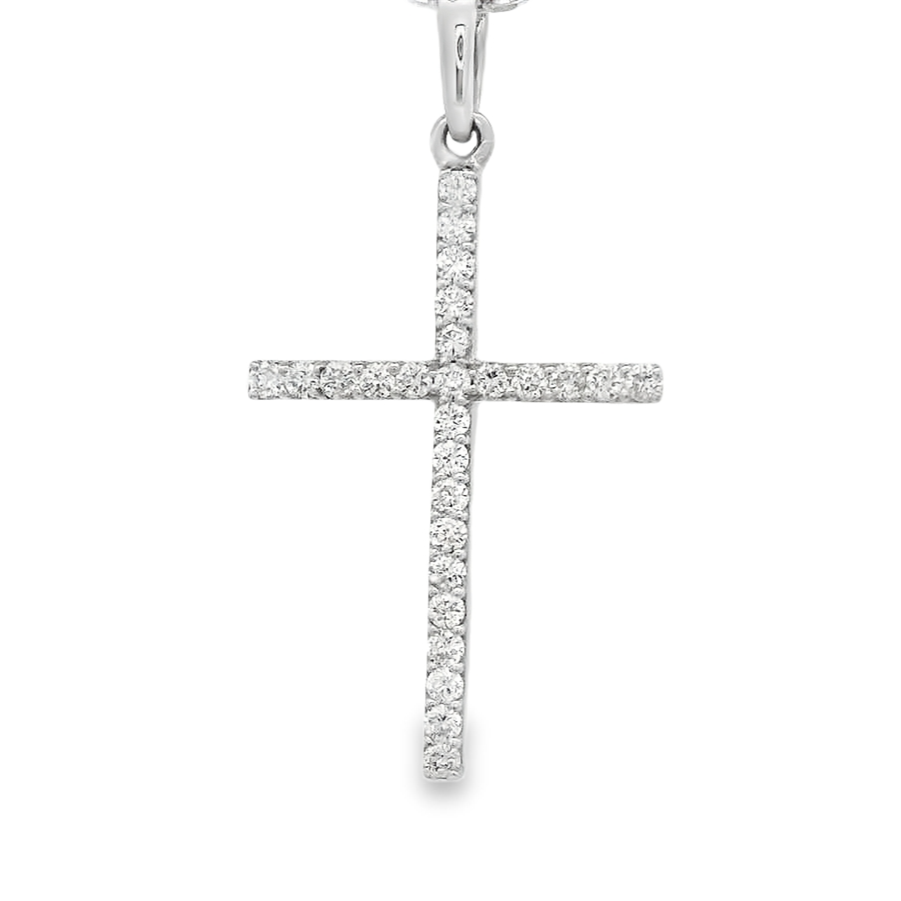 HG  14KW 0.20CTW DIAMOND THIN CROSS  PENDANT