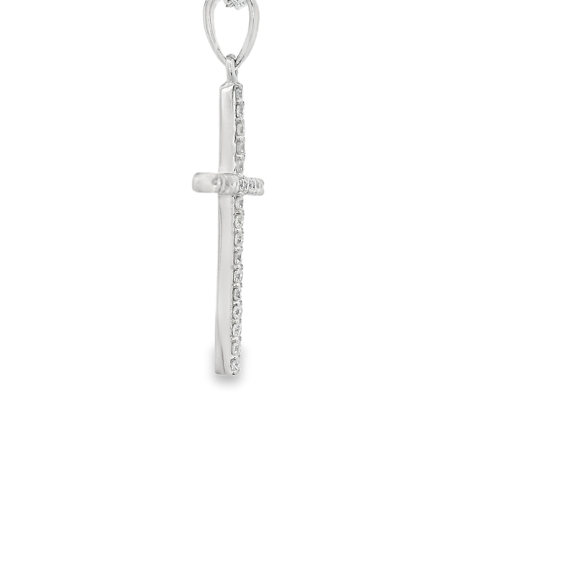 HG  14KW 0.20CTW DIAMOND THIN CROSS  PENDANT