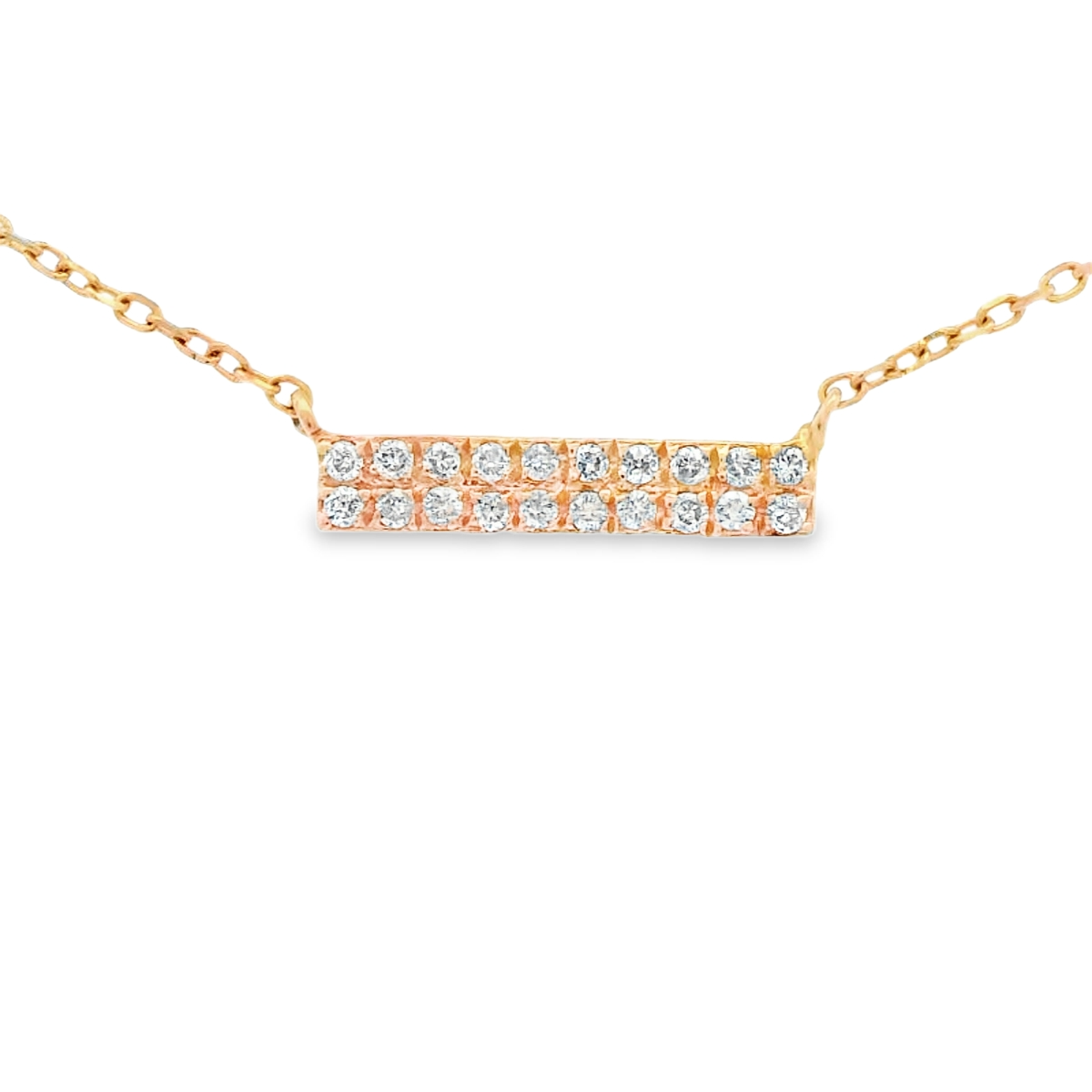 NECKLACE 14KR 0.10CTW DIAMOND NECKLACE - HORIZONTAL 2-ROWBAR