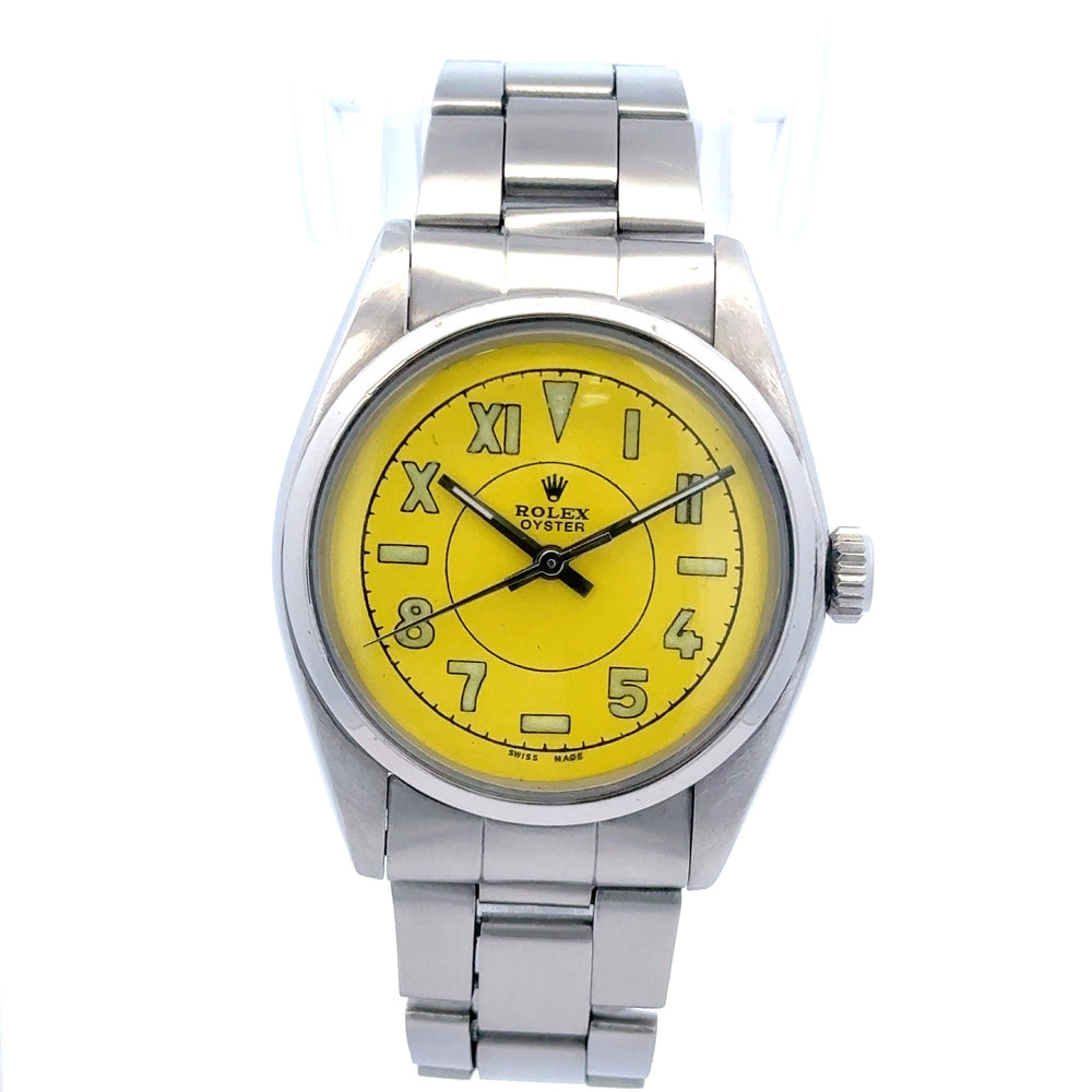 Vintage 1973 Rolex Oyster Restored California Yellow Dial, 34mm 6426 Manual Wind