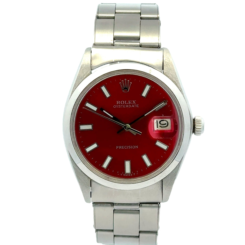 Gorgeous 1970 Vintage Rolex Oyster Perpetual 6694 Restored, Red Dial 34mm Manual