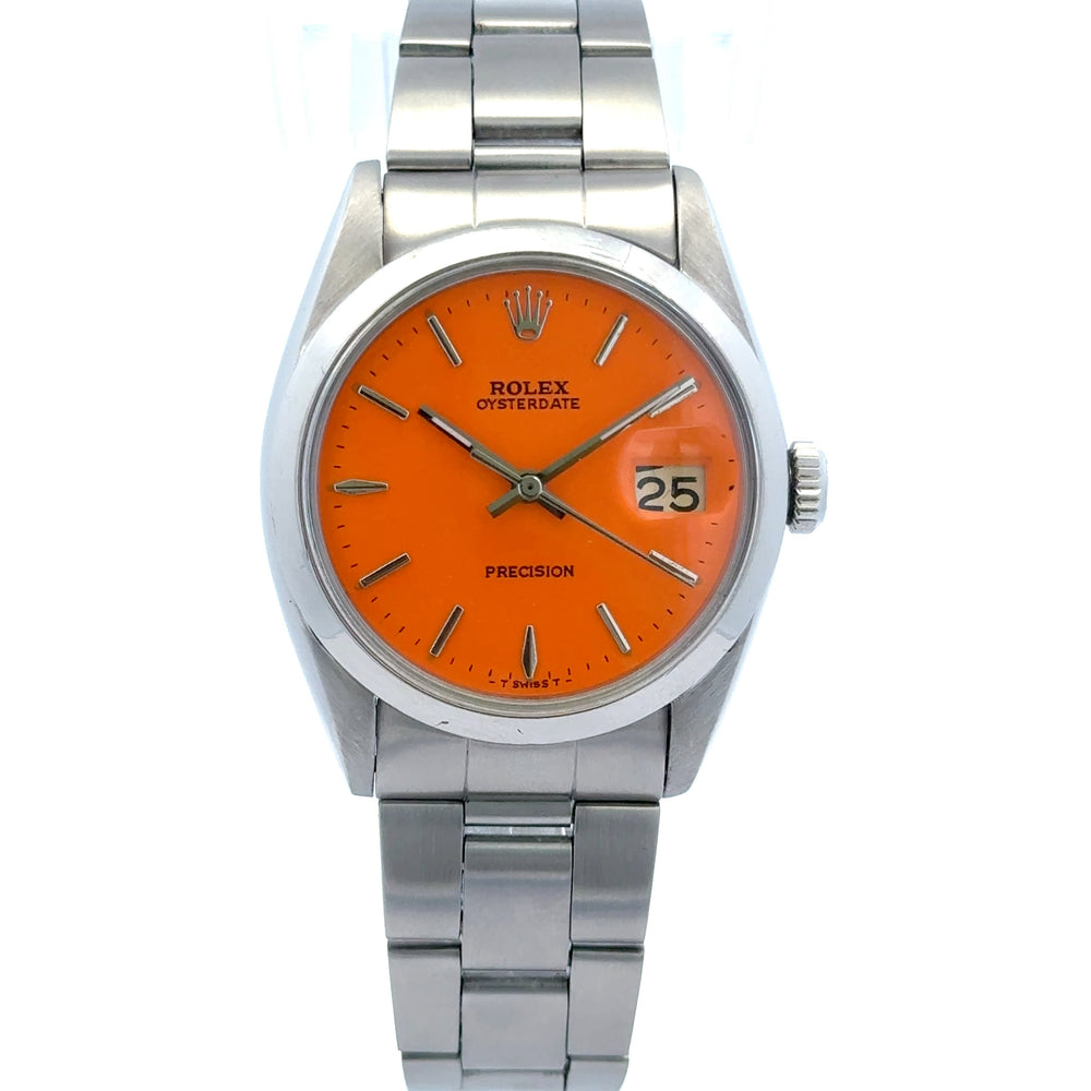 Clean 1966 Vintage Rolex Oyster Perpetual 6694 Restored, Orange Dial 34mm Manual