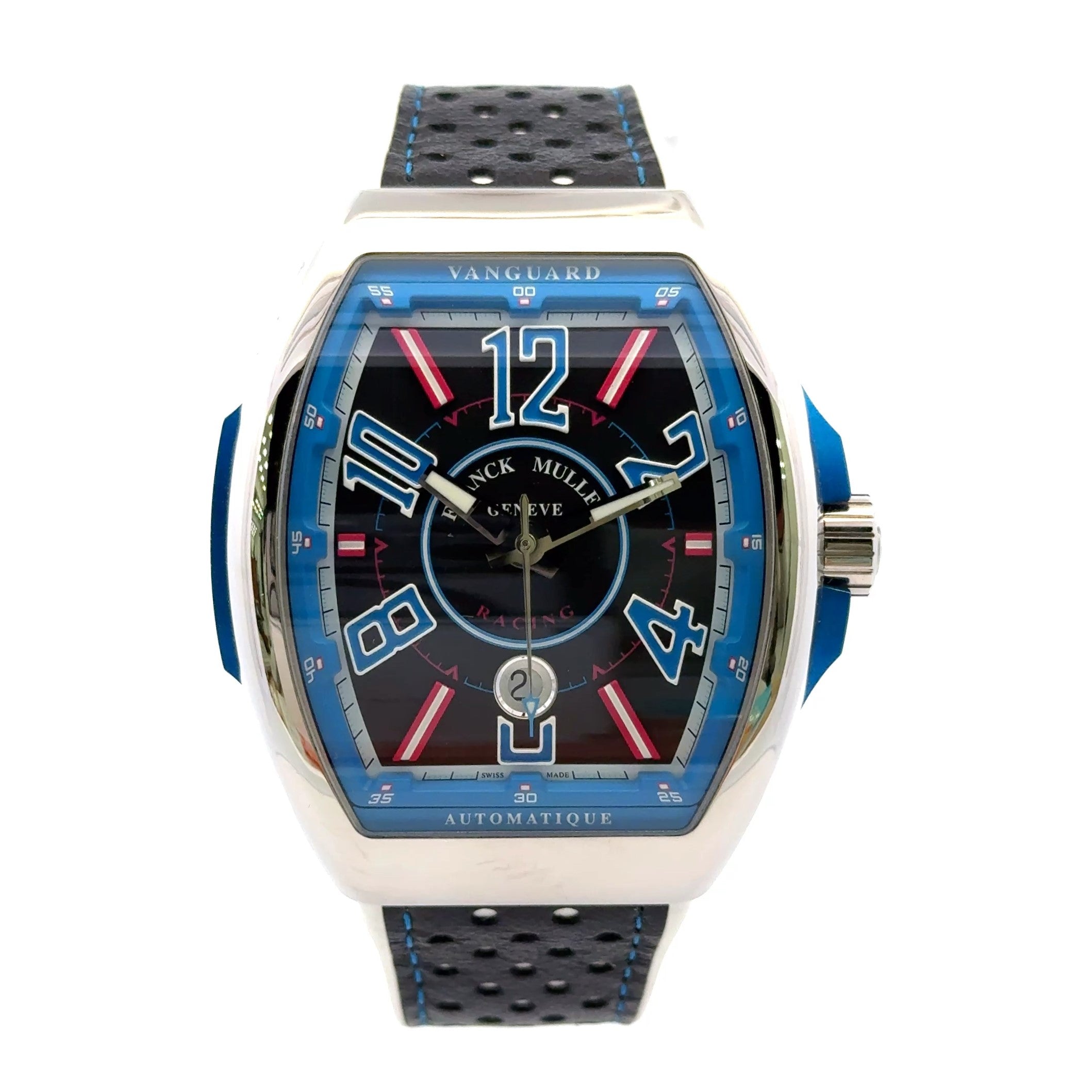 2024 Franck Muller 45mm # V45DTRCG - Vanguard Racing Automatic Black and Blue Accent Watch