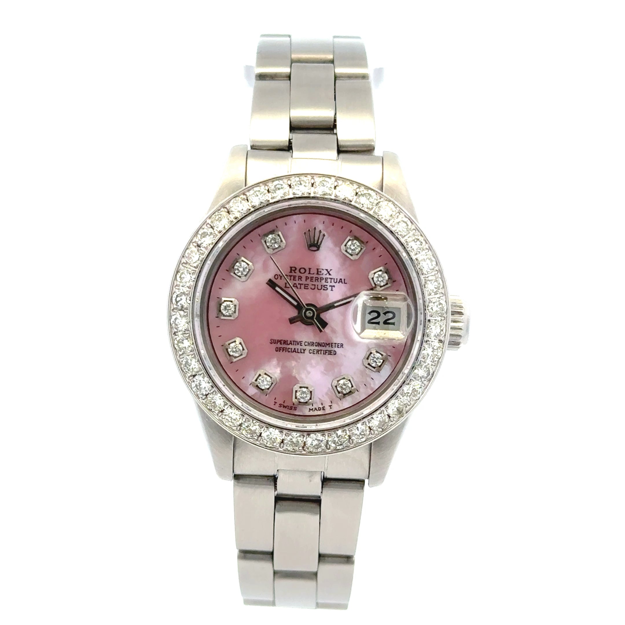 1987 Rolex Lady-Datejust #69160 - Silver Oyster Black Mother of Pear Diamond Dial