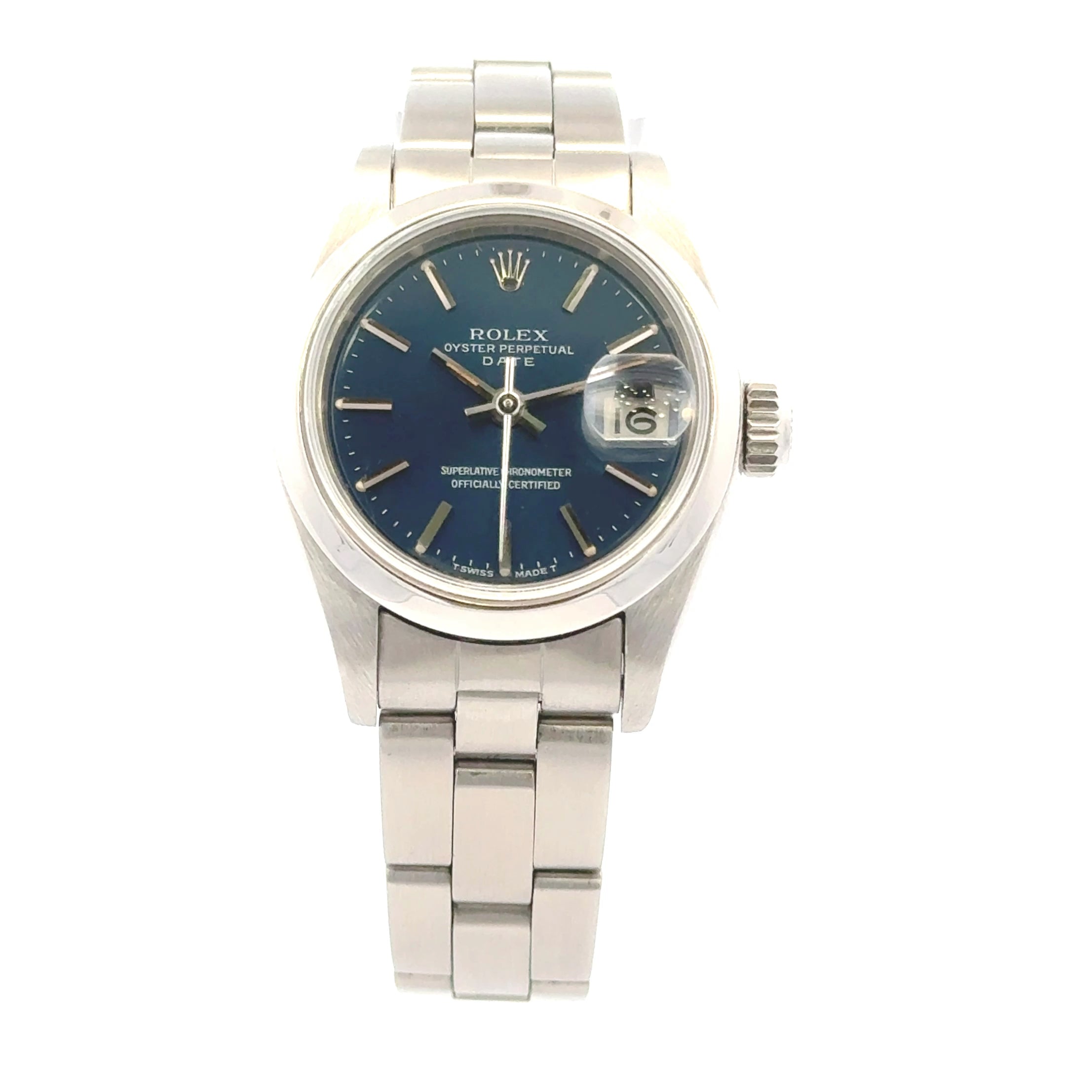 1987 Rolex Lady-Date #69160 Silver Oyster Blue Dial Quick-set Sapphire