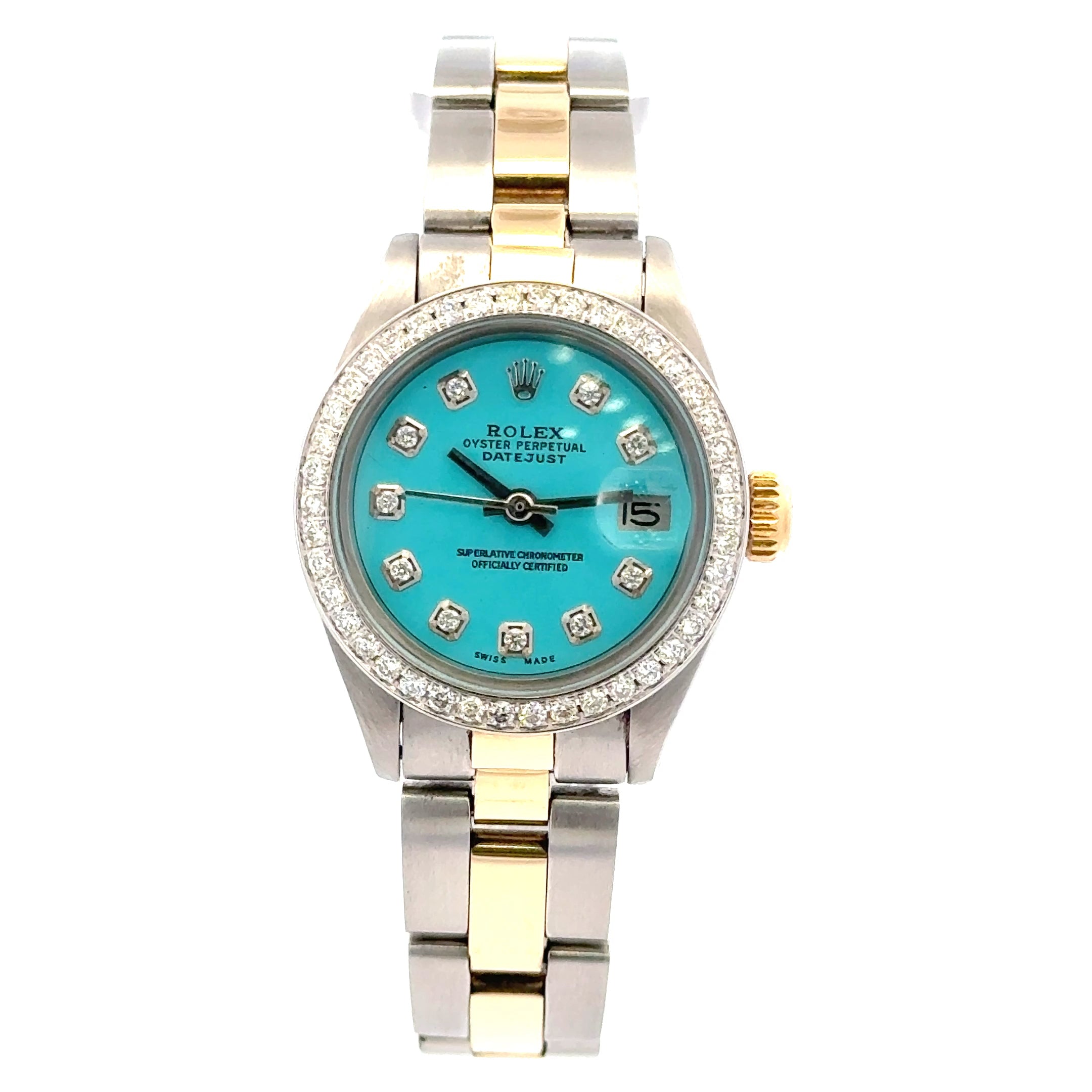 1982 Rolex Datejust #6917 - Two Tone Oyster Teal Diamond Dial & Bezel