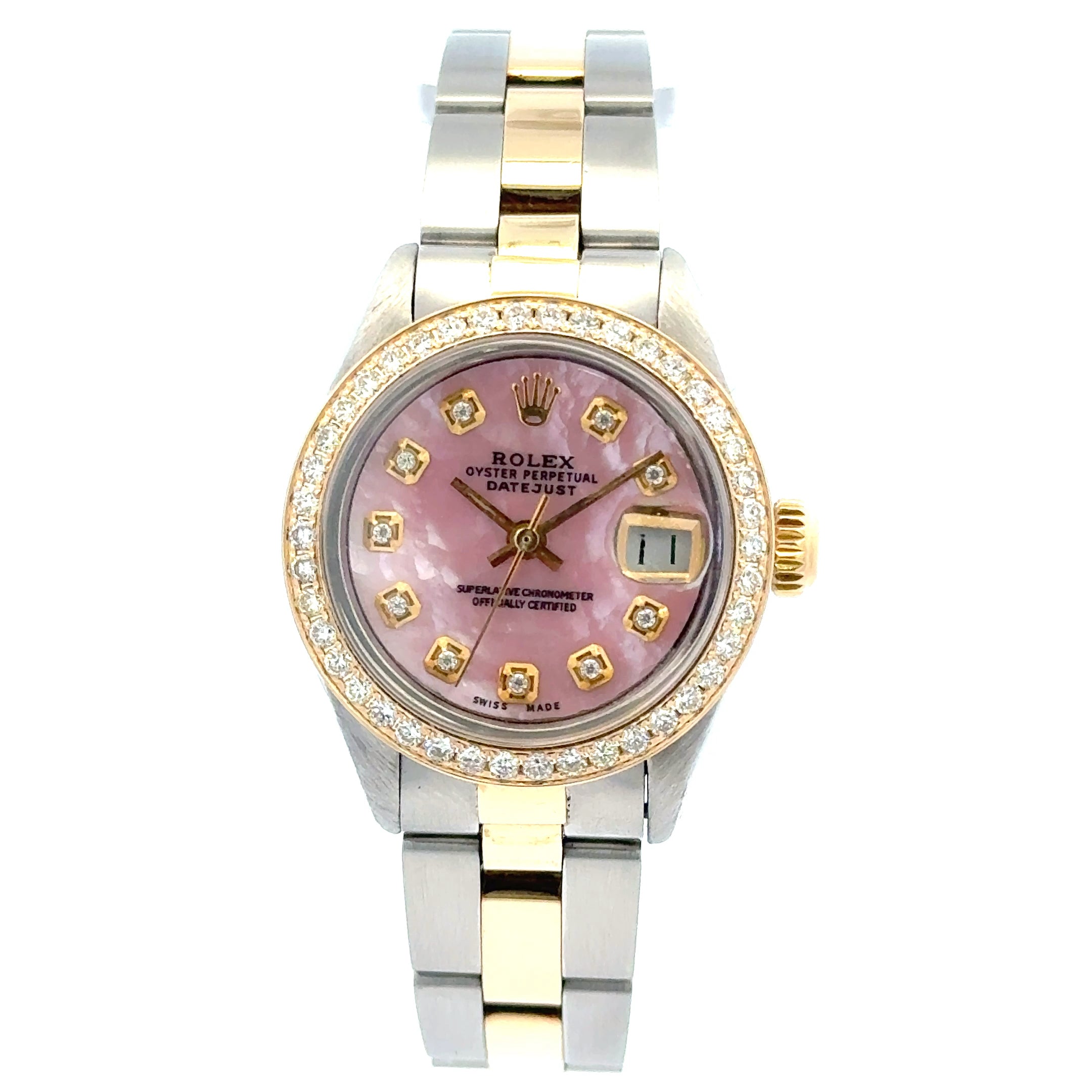 1979 Rolex Datejust #6916 - Diamond Bezel & Dial With Pink Mother Of Pearl Two Tone Oyster Perpetual