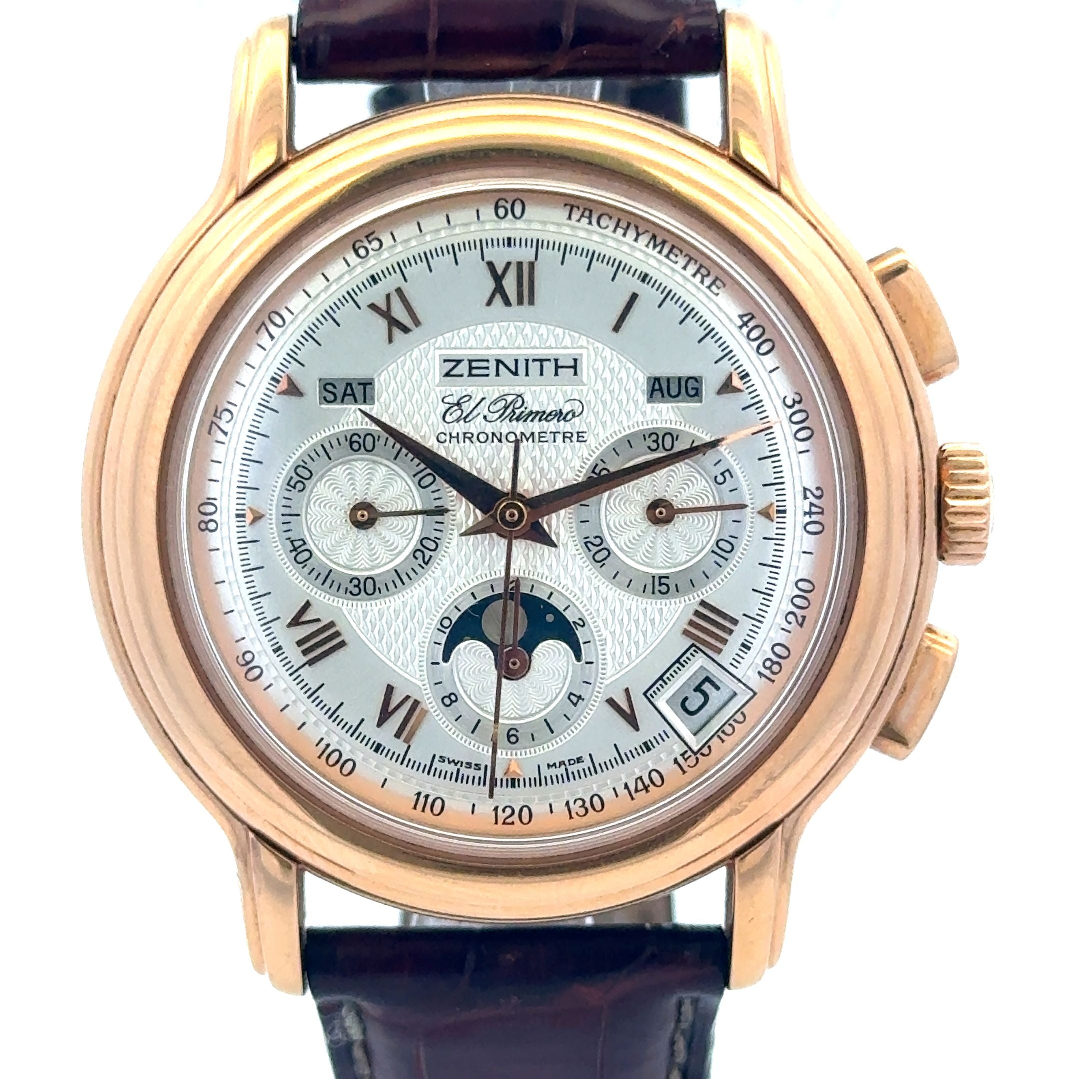 2000 Zenith el primero #17.0240 Chronograph- Rose Gold 18K Calendar Moon-Phase