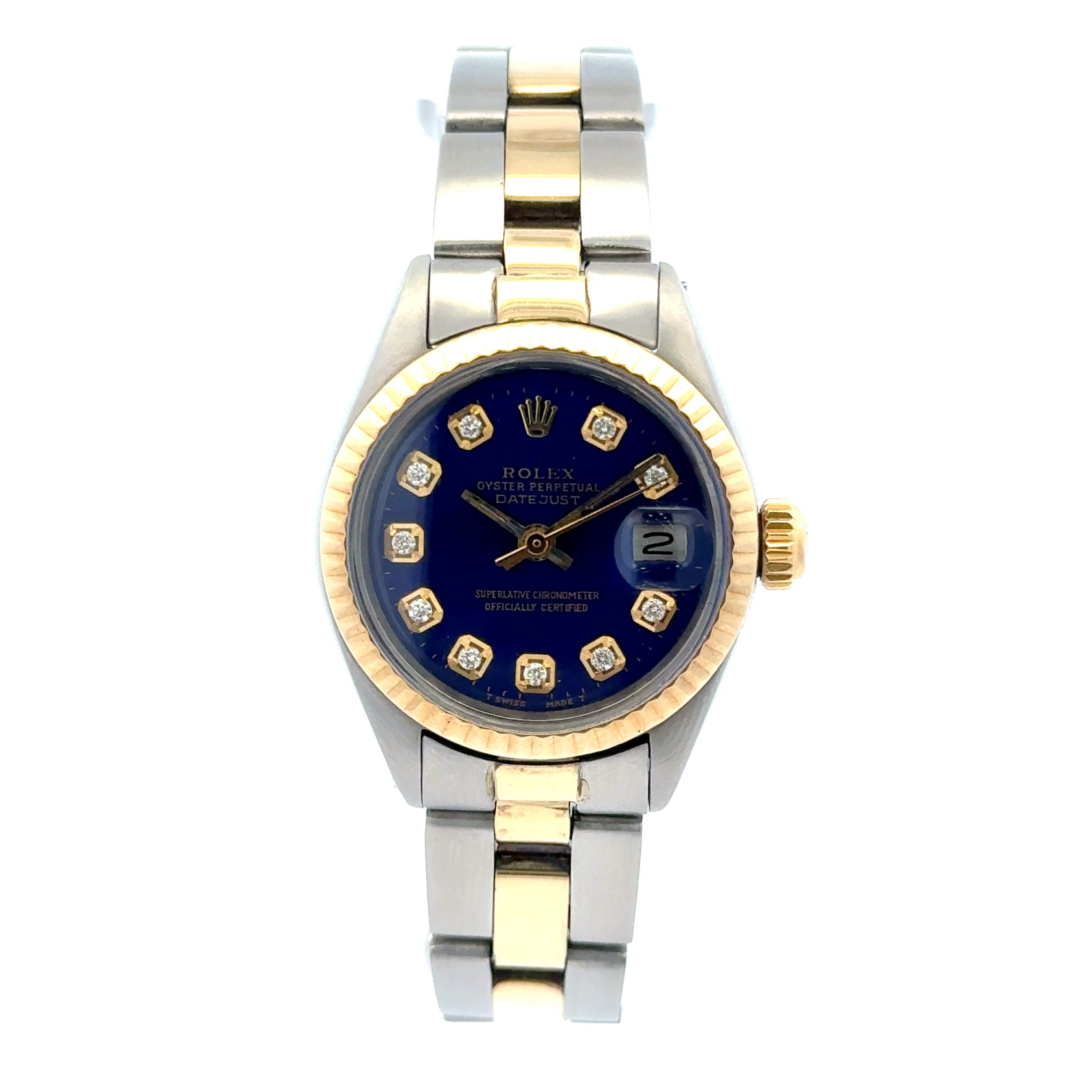 1971 Rolex Datejust #6917 - Blue Diamond Dial Two Tone Fluted Bezel