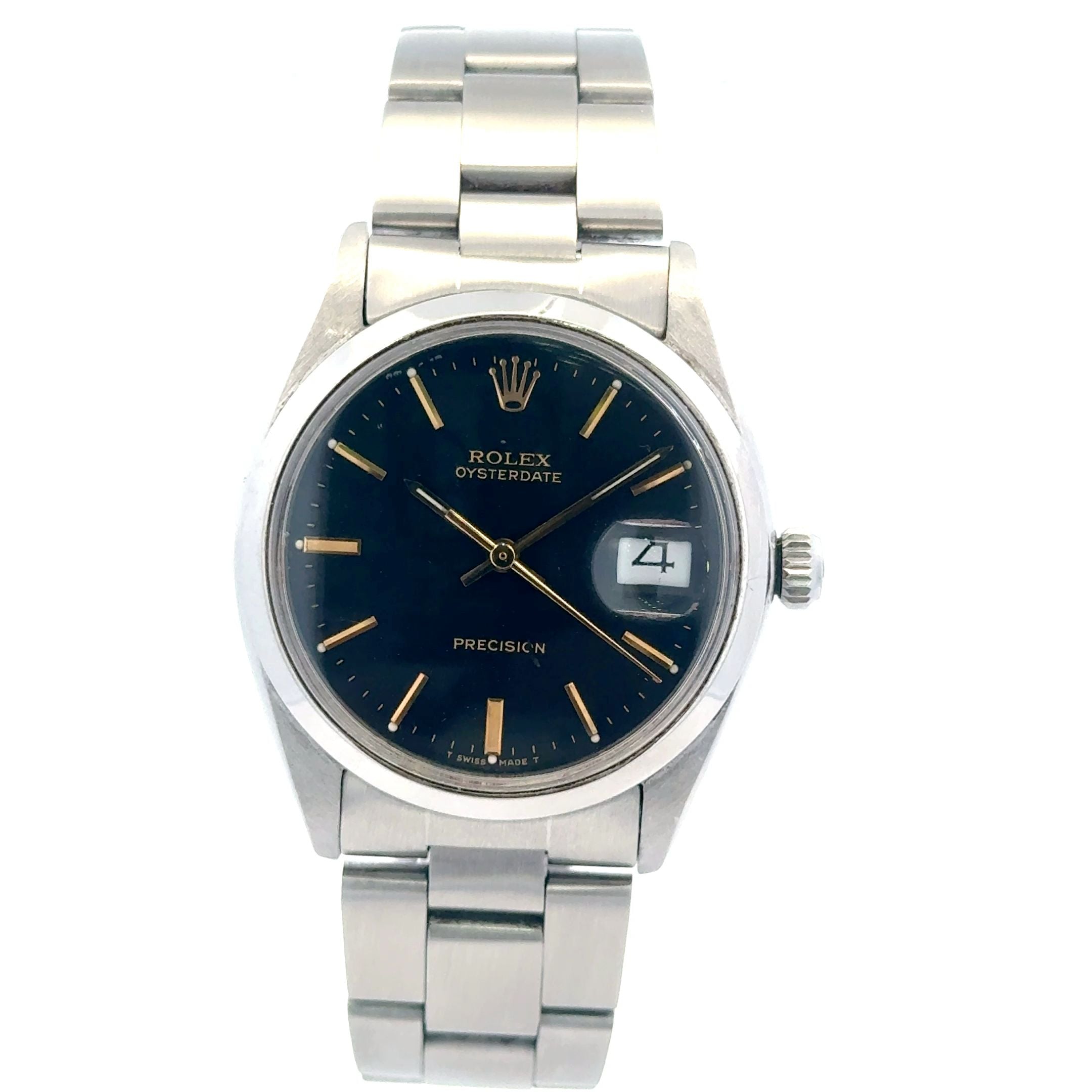 1957 Rolex Date #6694 - Oysterdate Black Dial With Gold Hands