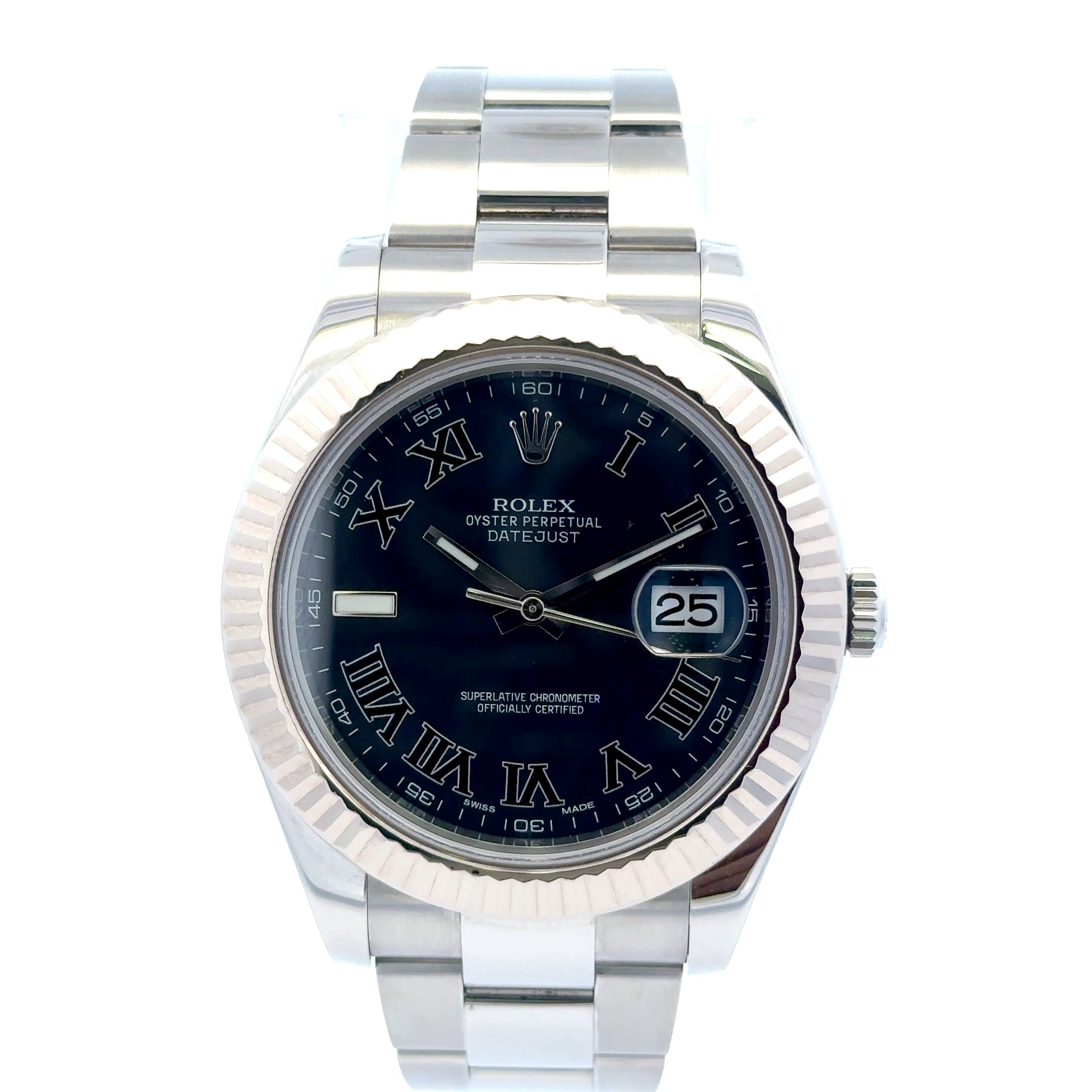 2015 Rolex Datejust #116334 - Oyster Perpetual Black Dial With Roman Numerals