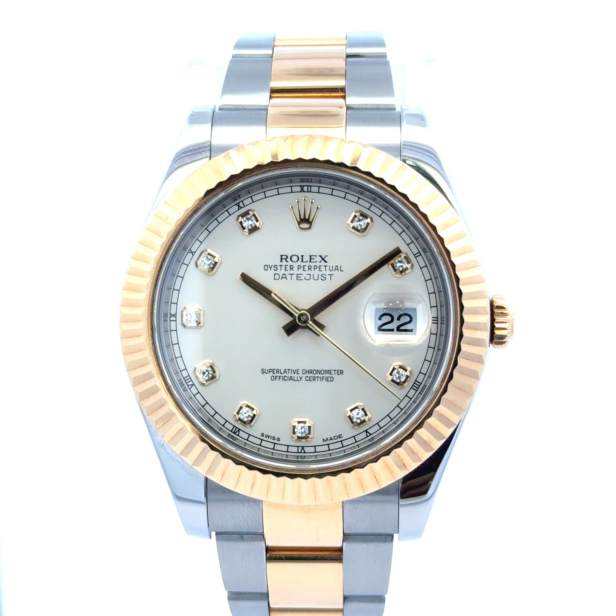 Rolex Datejust II #116333 - Oyster Perpetual Two-Tone White Dial With Diamonds