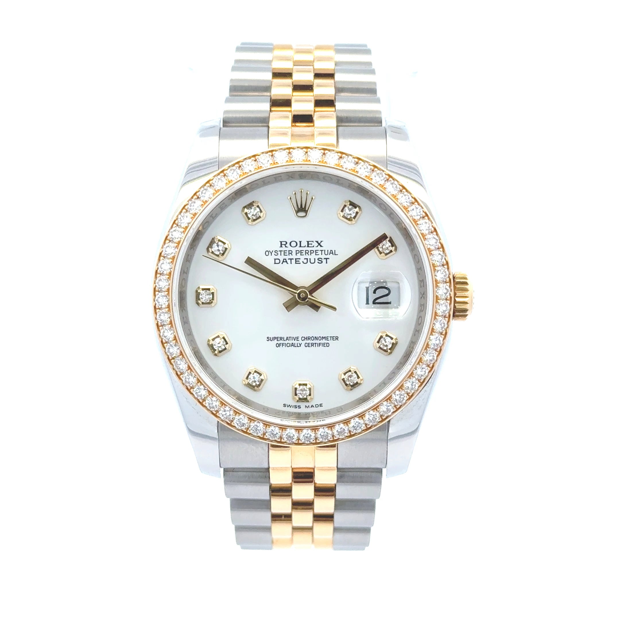 2010 Rolex Datejust #116243 - Oyster Perpetual Jubilee With White Diamond Dial & Bezel