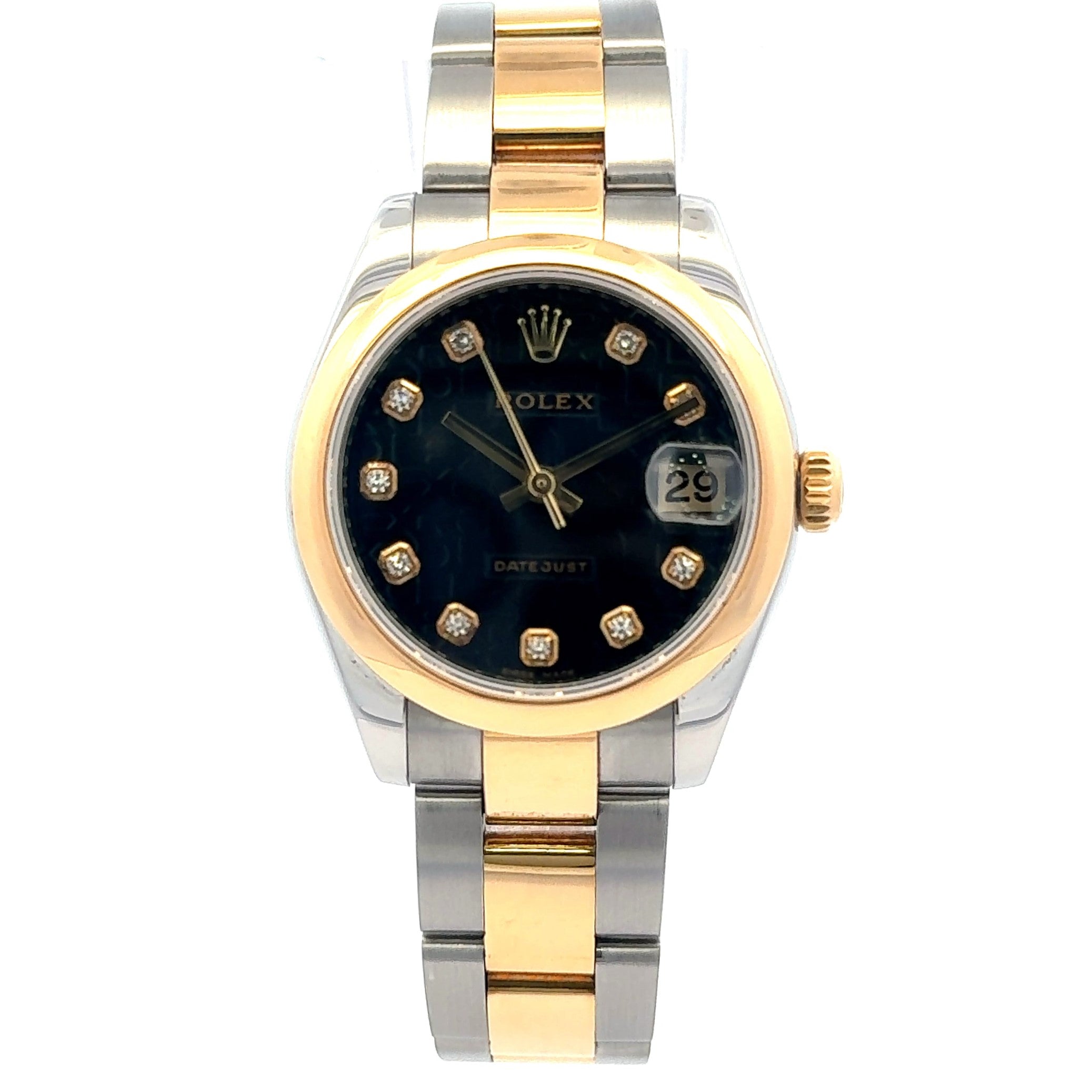 2009 Rolex Datejust #178243 - Oyster Two-Tone Black Dial With Diamonds