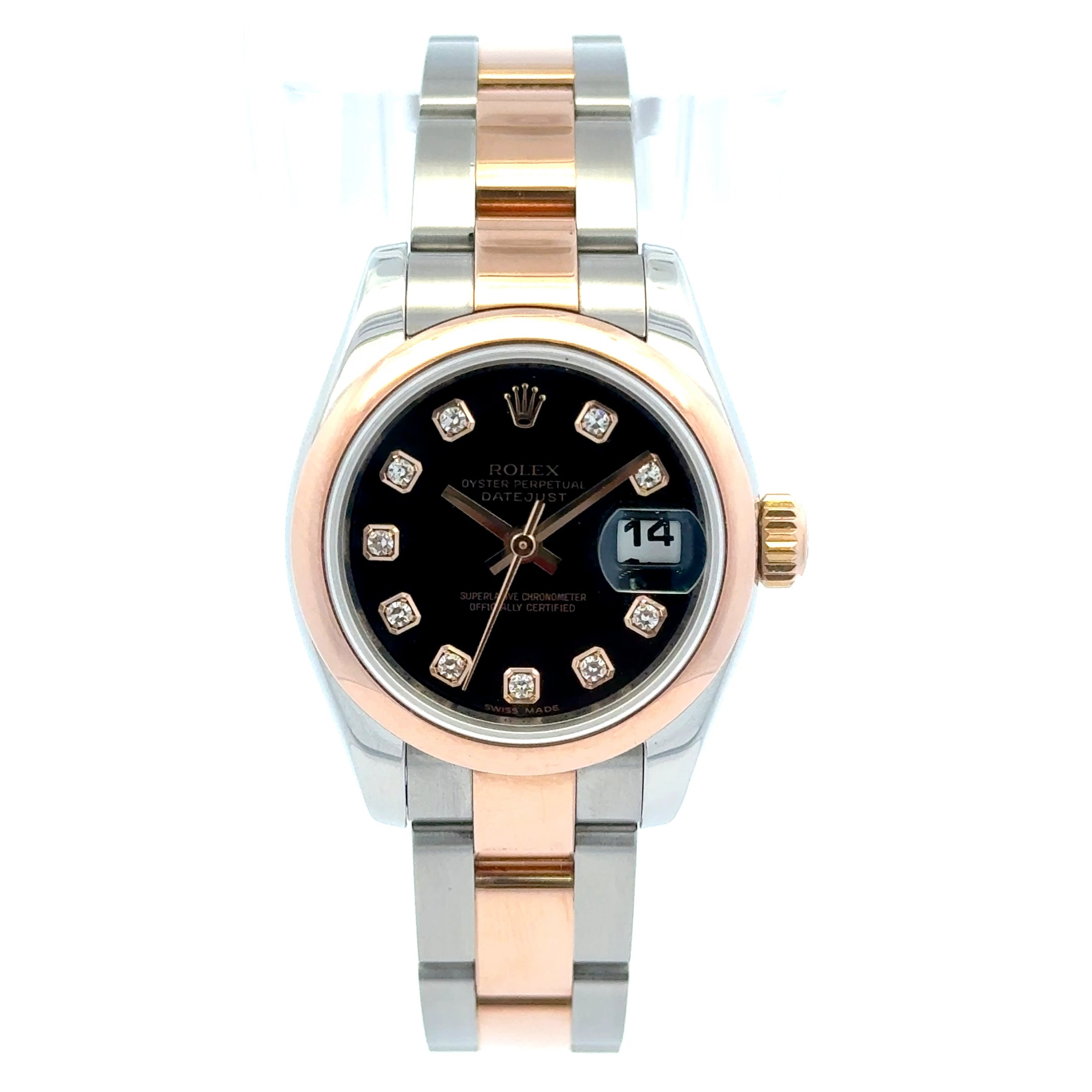 2008 Rolex Datejust #179161 - Rose Gold Two-Tone Oyster Perpetual With Black Diamond Dial