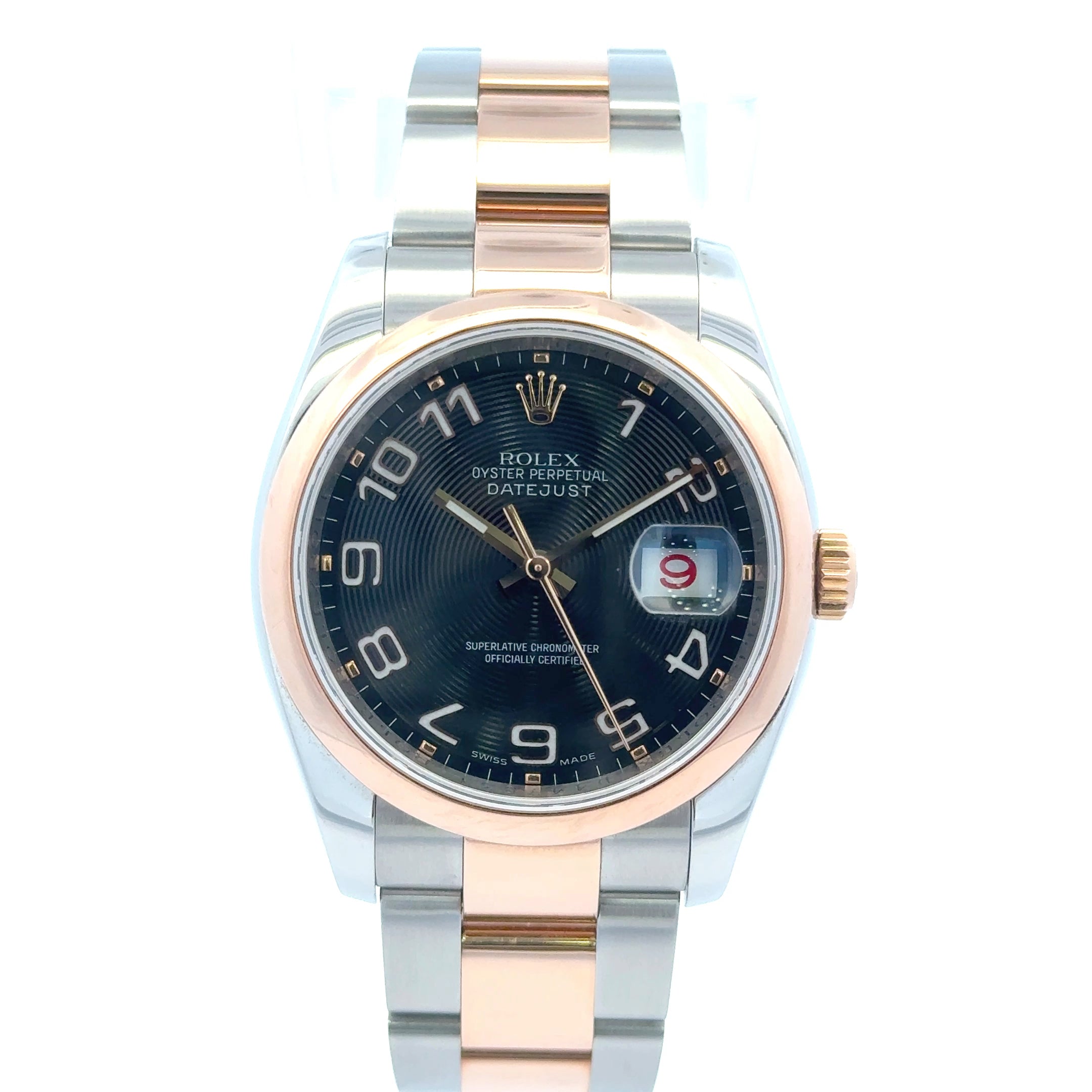 2005 Rolex Datejust #116201 - Sunbeam Black Dial 18K Everose Gold Steel