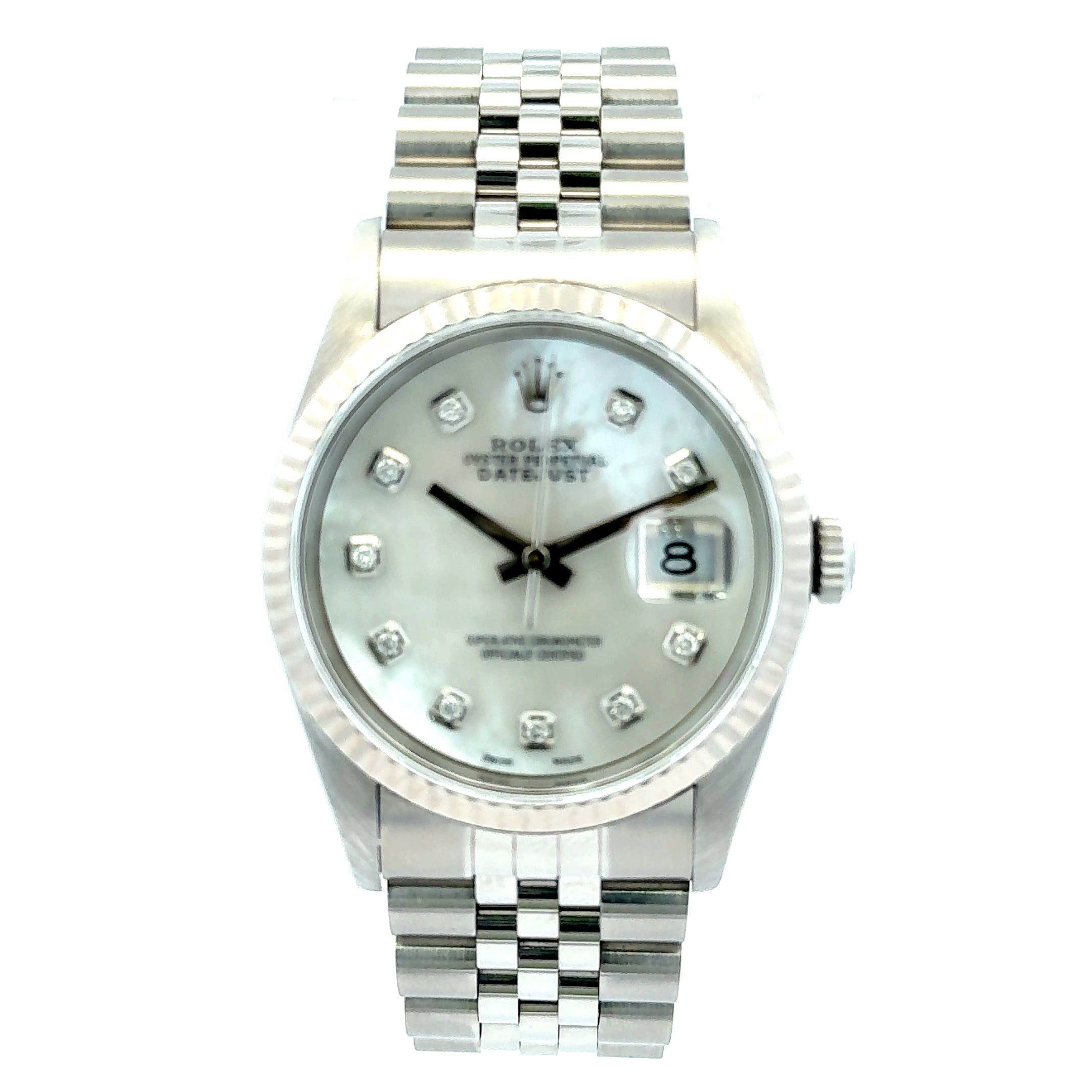 2004 Rolex Datejust #16200 - Oyster Perpetual Jubilee White Mother Of Pearl Dial With Diamonds