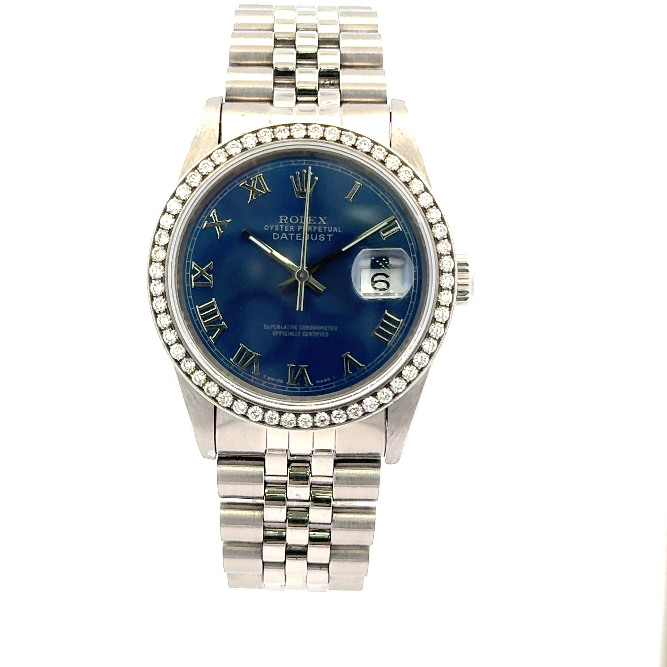 1989 Rolex Datejust #16200 - Oyster Perpetual Jubilee With Diamond Bezel & Roman Numeral Dial