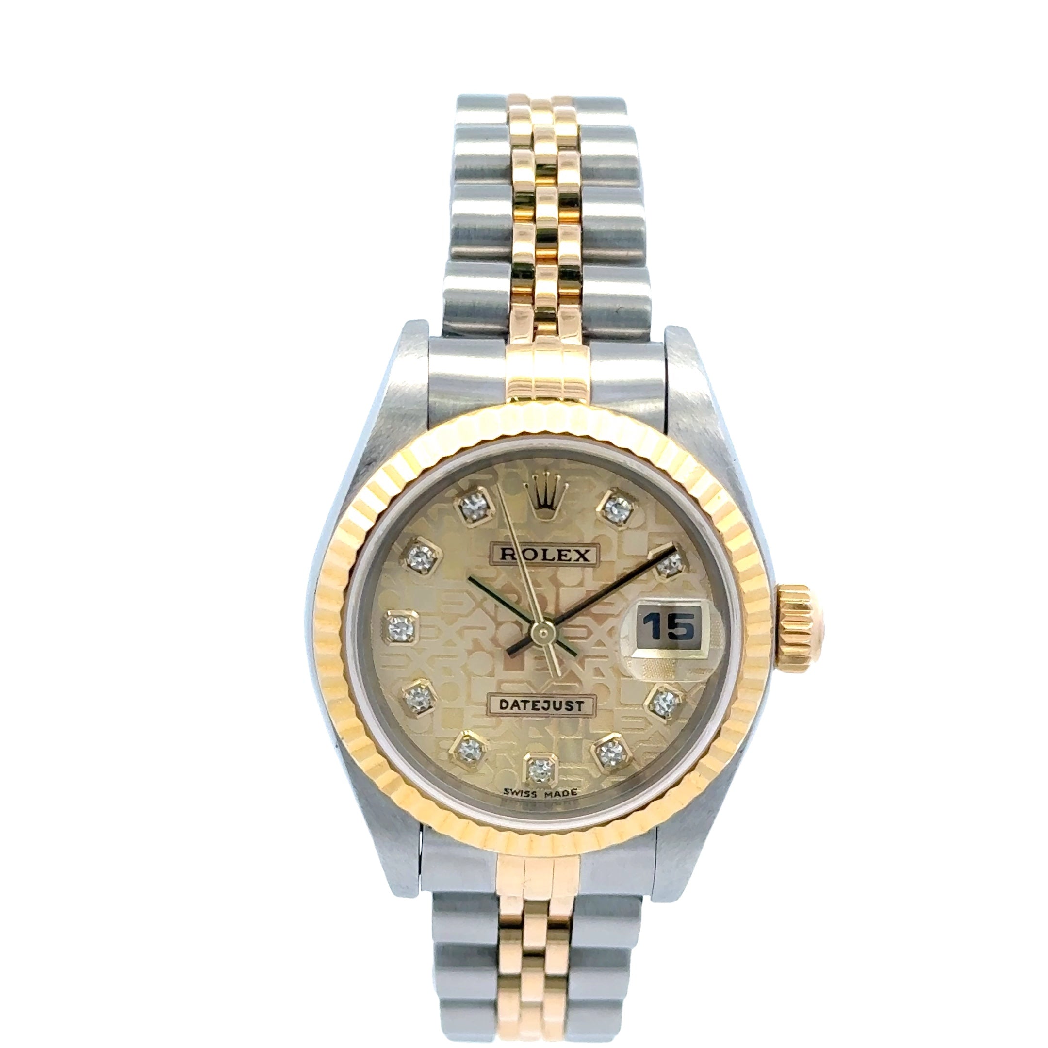 2004 Rolex Datejust #79173 - Jubilee Two-Tone Tan Dial With Diamonds & Pattern