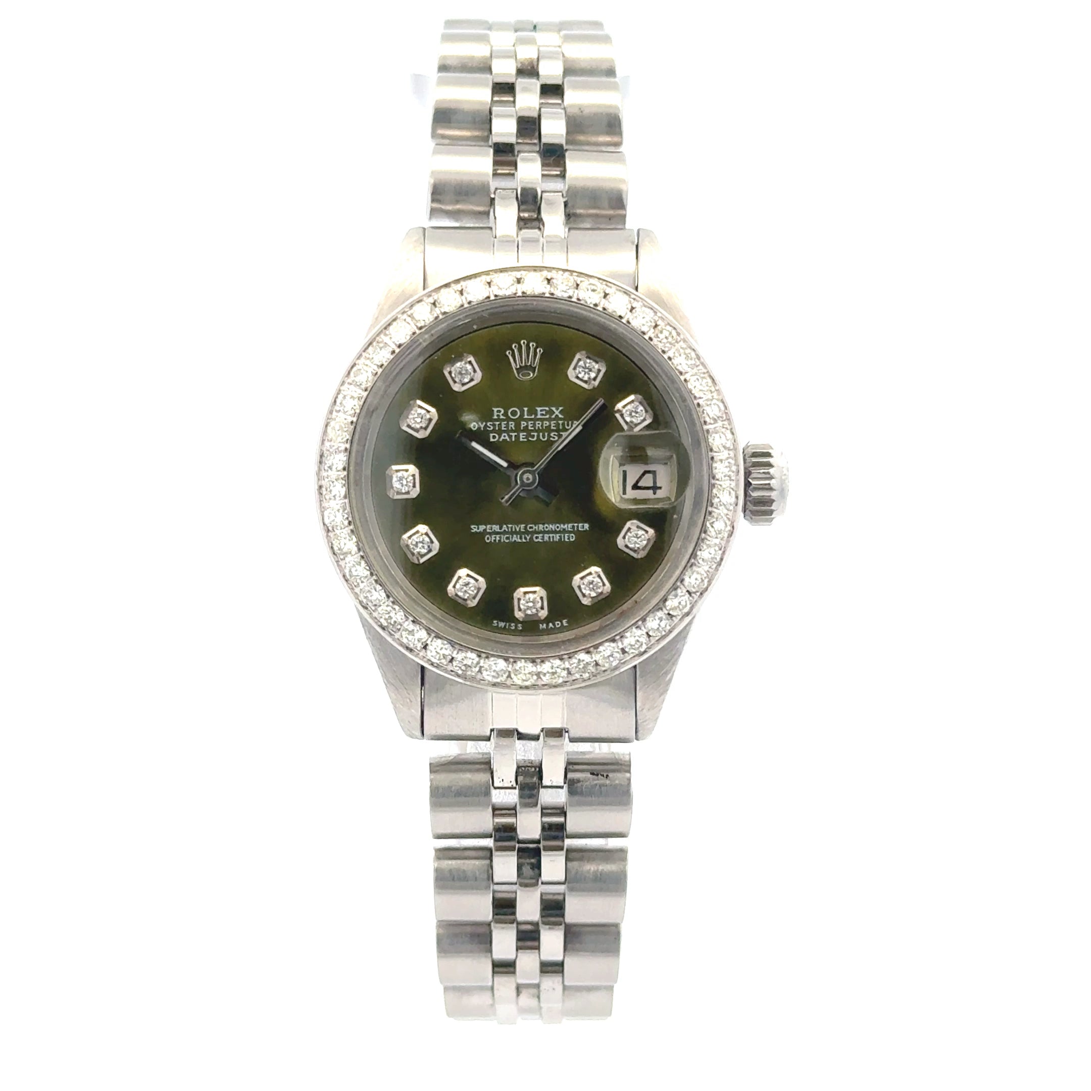 1972 Rolex Datejust #6916 - Jubilee Oyster Perpetual Green Diamond Dial, Diamond Bezel