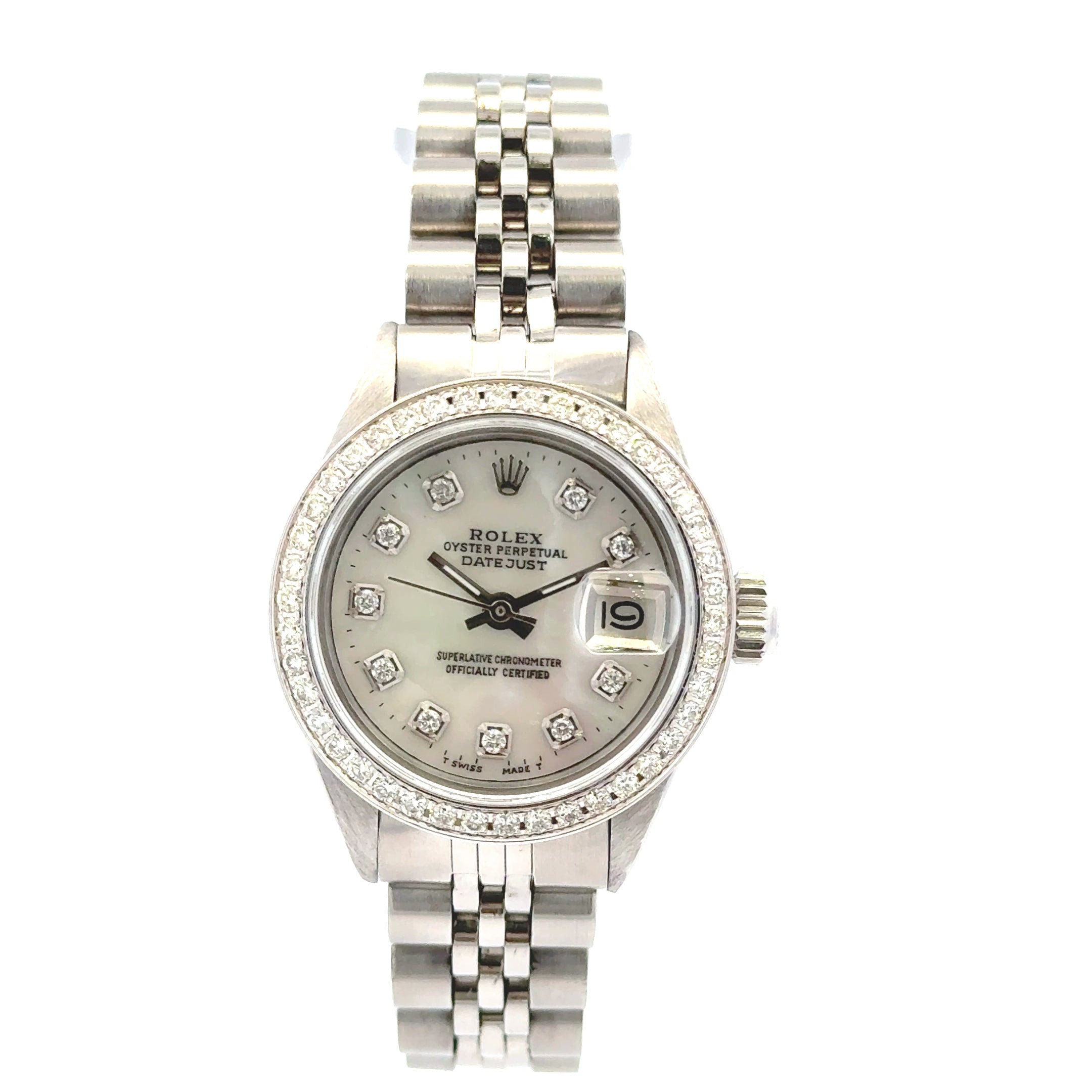 1975 Rolex Datejust #6919 - Oyster Perpetual Jubilee White Mother Of Pearl With Diamond Dial & Bezel