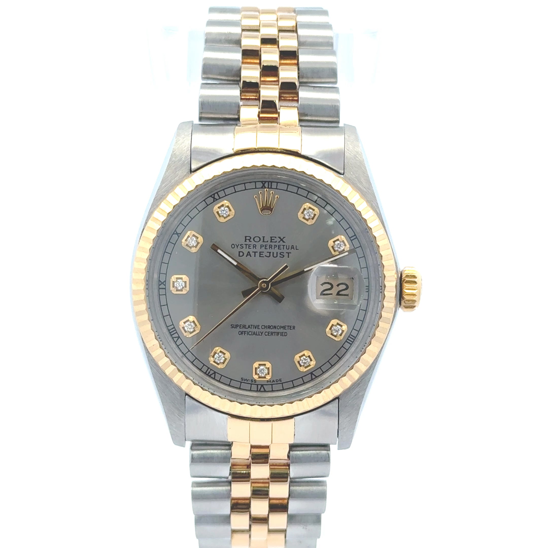 1984 Rolex Datejust #16013 - Jubilee Two-Tone Grey Dial With Diamonds