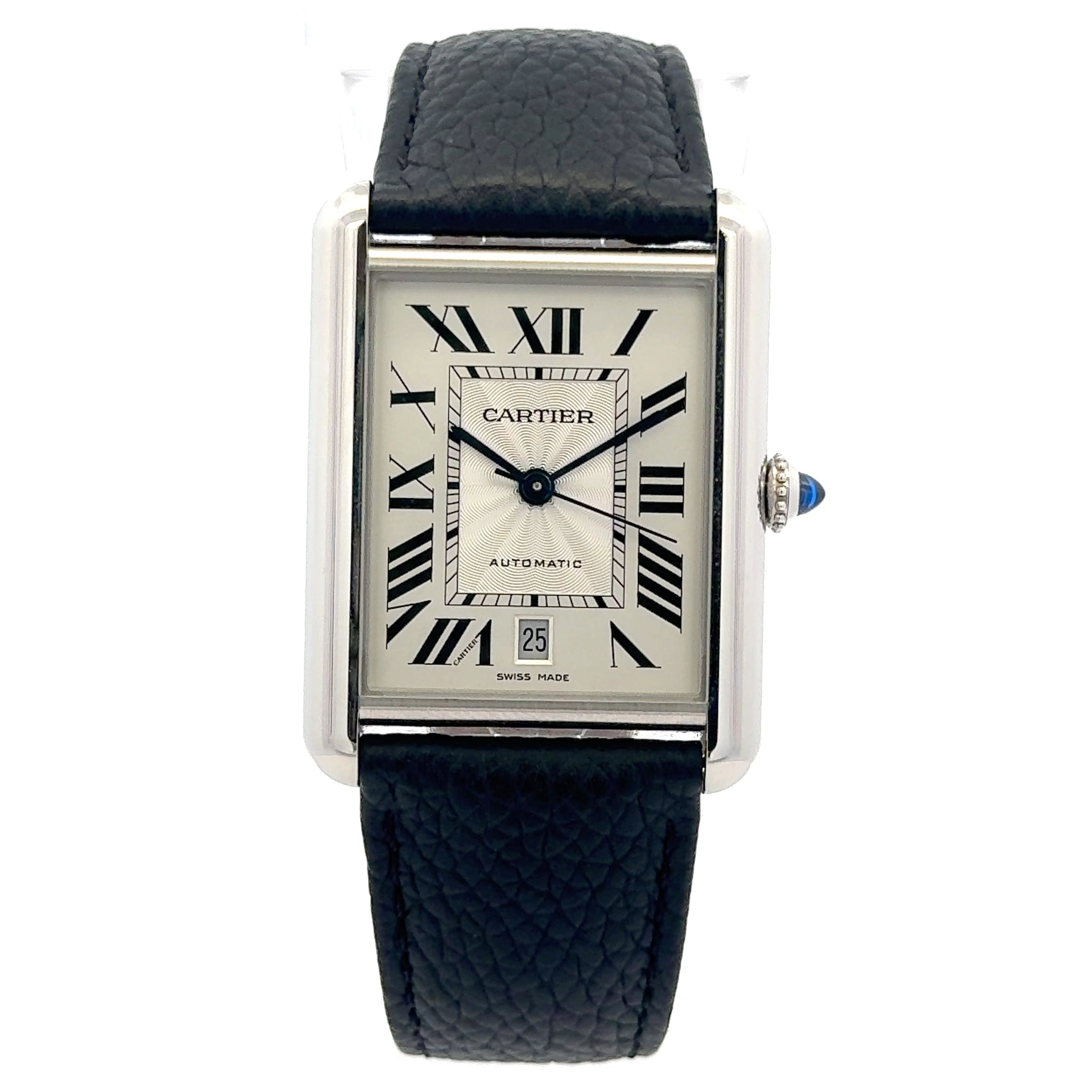 Cartier Tank Must #WSTA0040 - Black Leather Band, White Dial