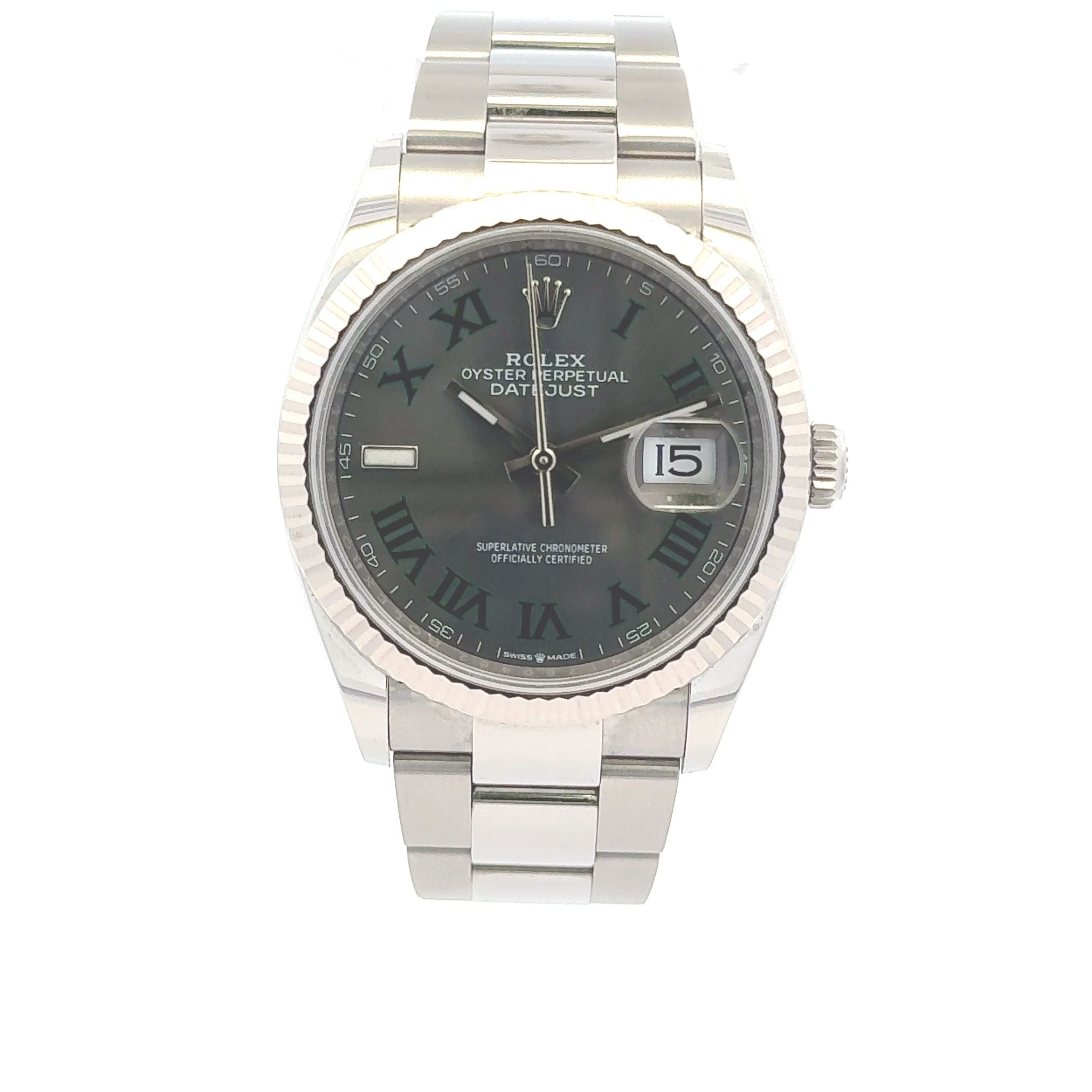 2024 Rolex Datejust #126234 - Oyster Perpetual Grey Dial With Green Roman Numerals