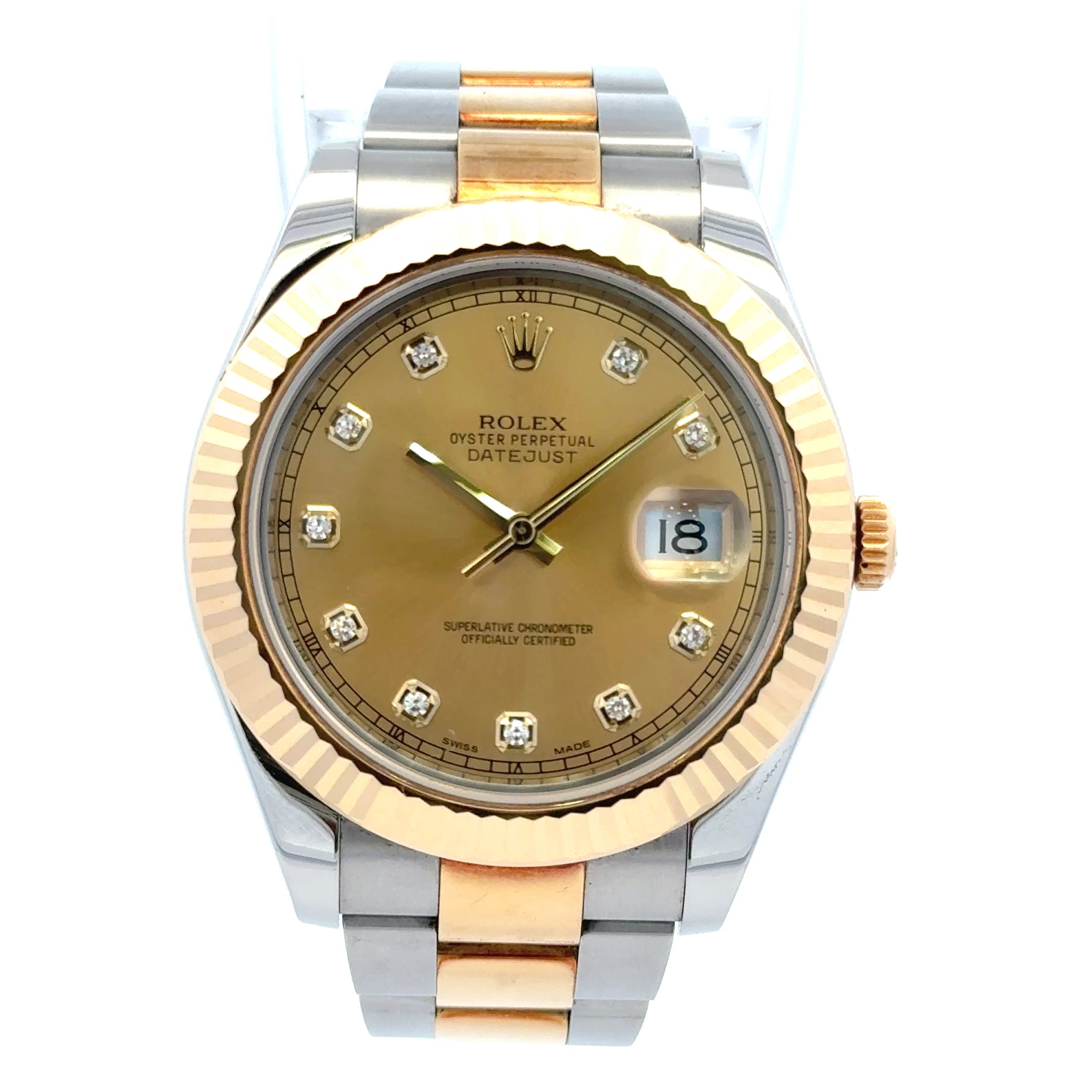 2012 Datejust #116333 - Two Tone Oyster Band, Diamond Dial, Fluted Bezel