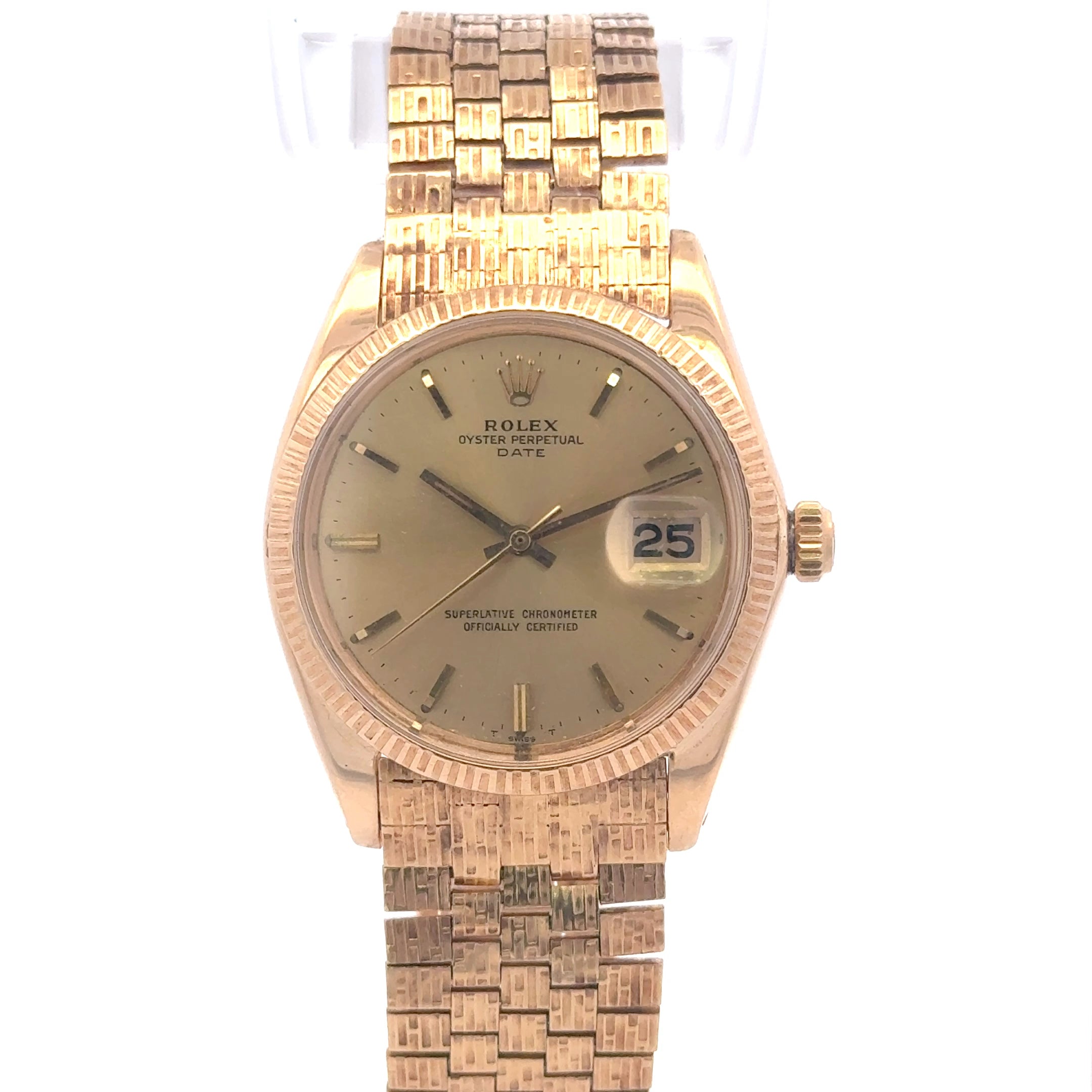 1959 Date #1509- Original All 18k Yellow Gold Brick-Style