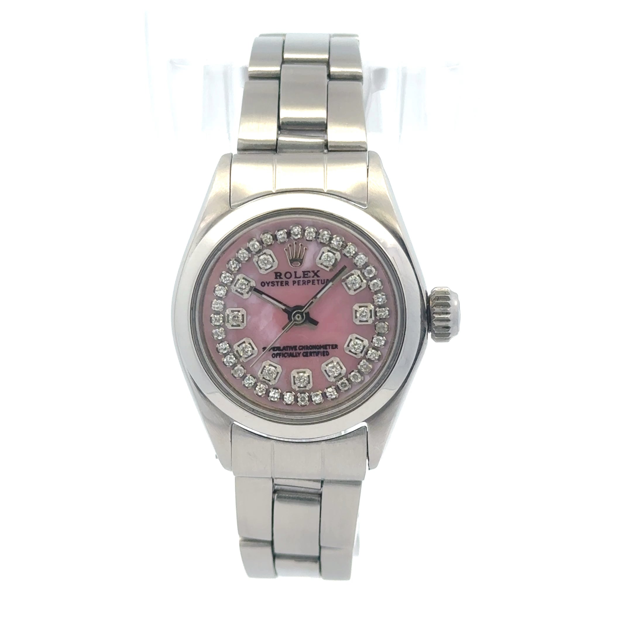1969 Oyster Perpetual #6618 - Oyster Band, Smooth Bezel, & Pink MOP Diamond Dial