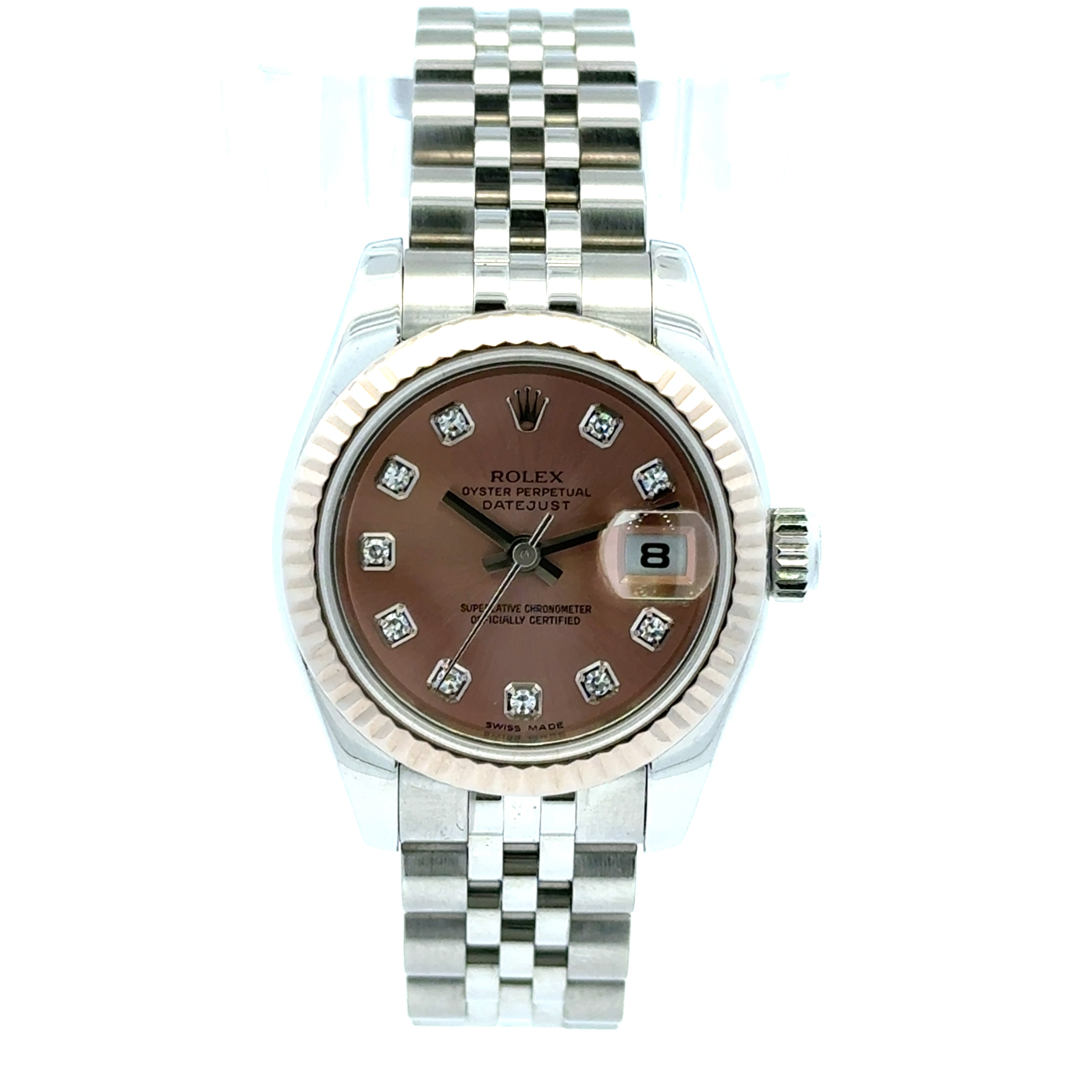 2005 DateJust Ladies #179174 - 26mm Pink Diamond Dial Original Fluted 18k White Gold