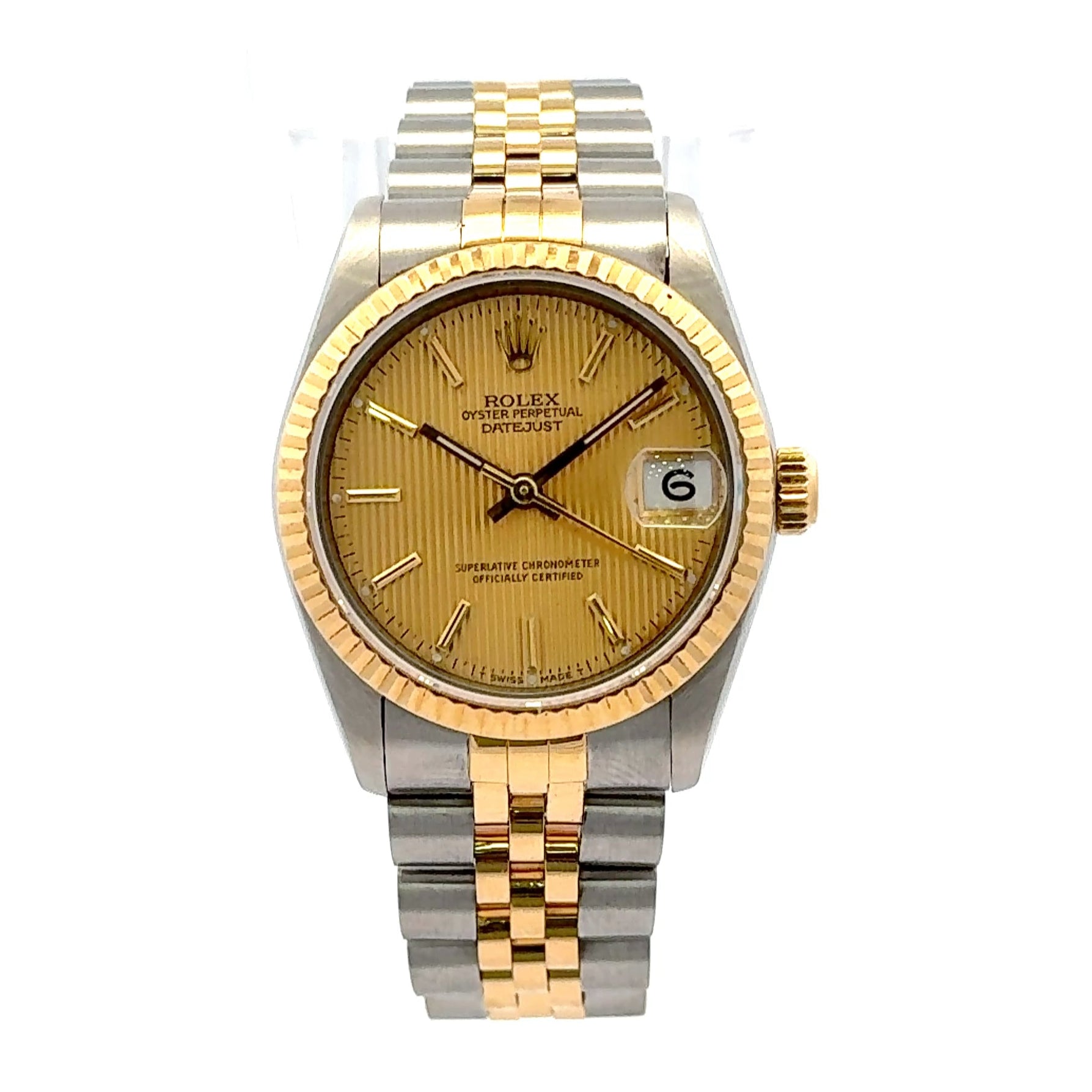 1996 Rolex Datejust #68273 -  31mm 18K Yellow Gold Fluted Bezel Gold