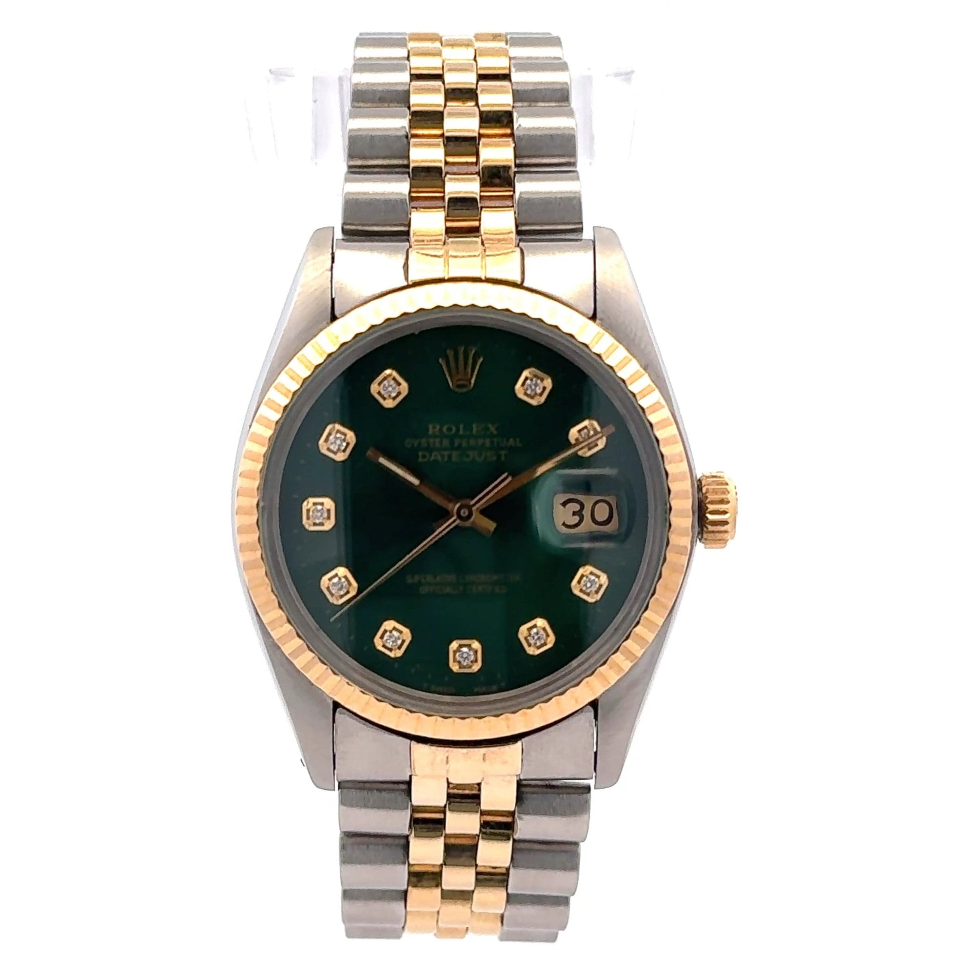 1979 Rolex Datejust #16013 -  Jubilee 36mm Green Diamond Dial Fluted Bezel